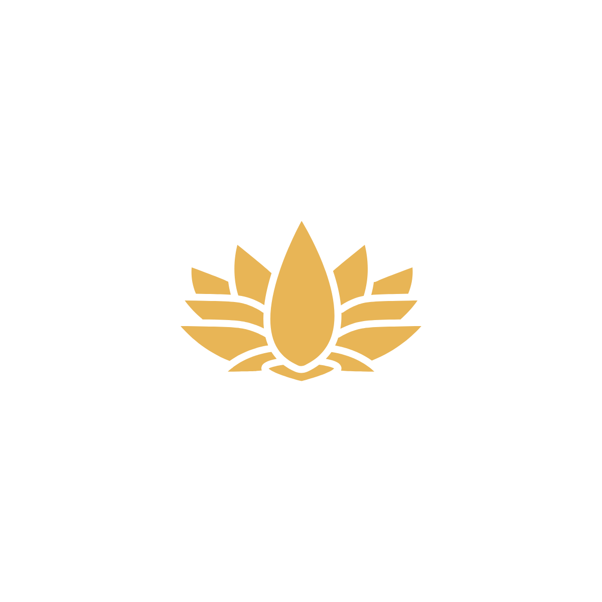 Black background with gold lotus flower logo at center.