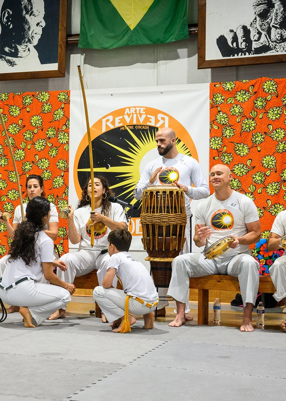 Capoeira roda with musicians and students in New Orleans