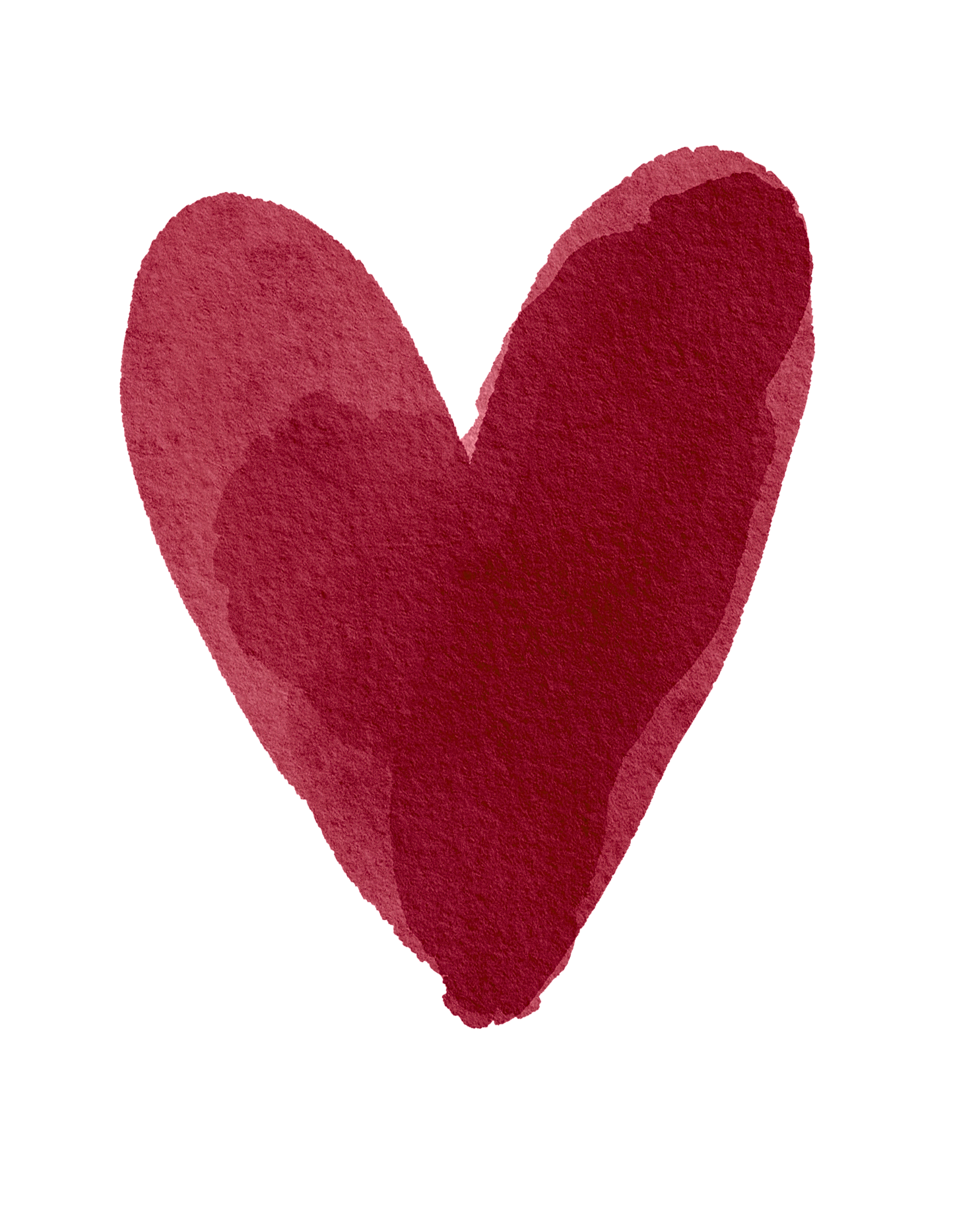 Watercolor painting of a red heart