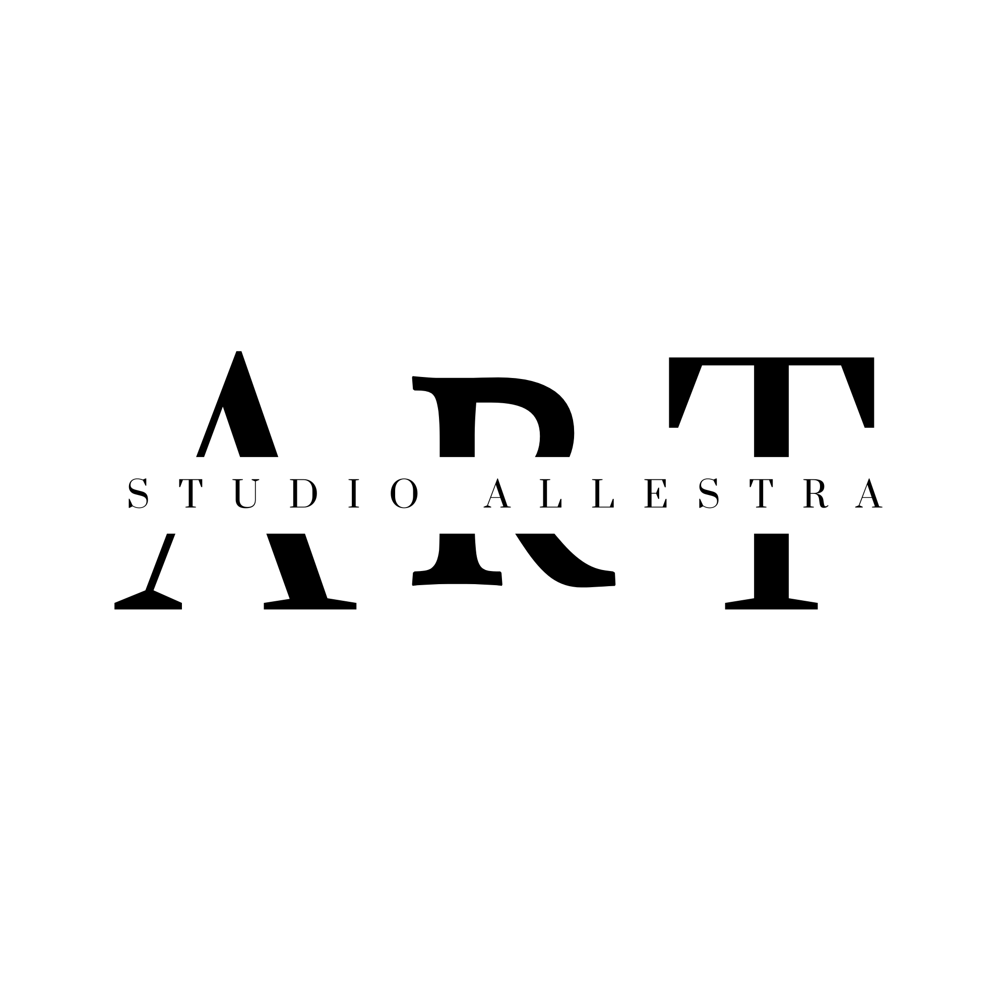 A logo with a stylized black bird perched on a branch above the words 'ART Studio Allestra' in black text.