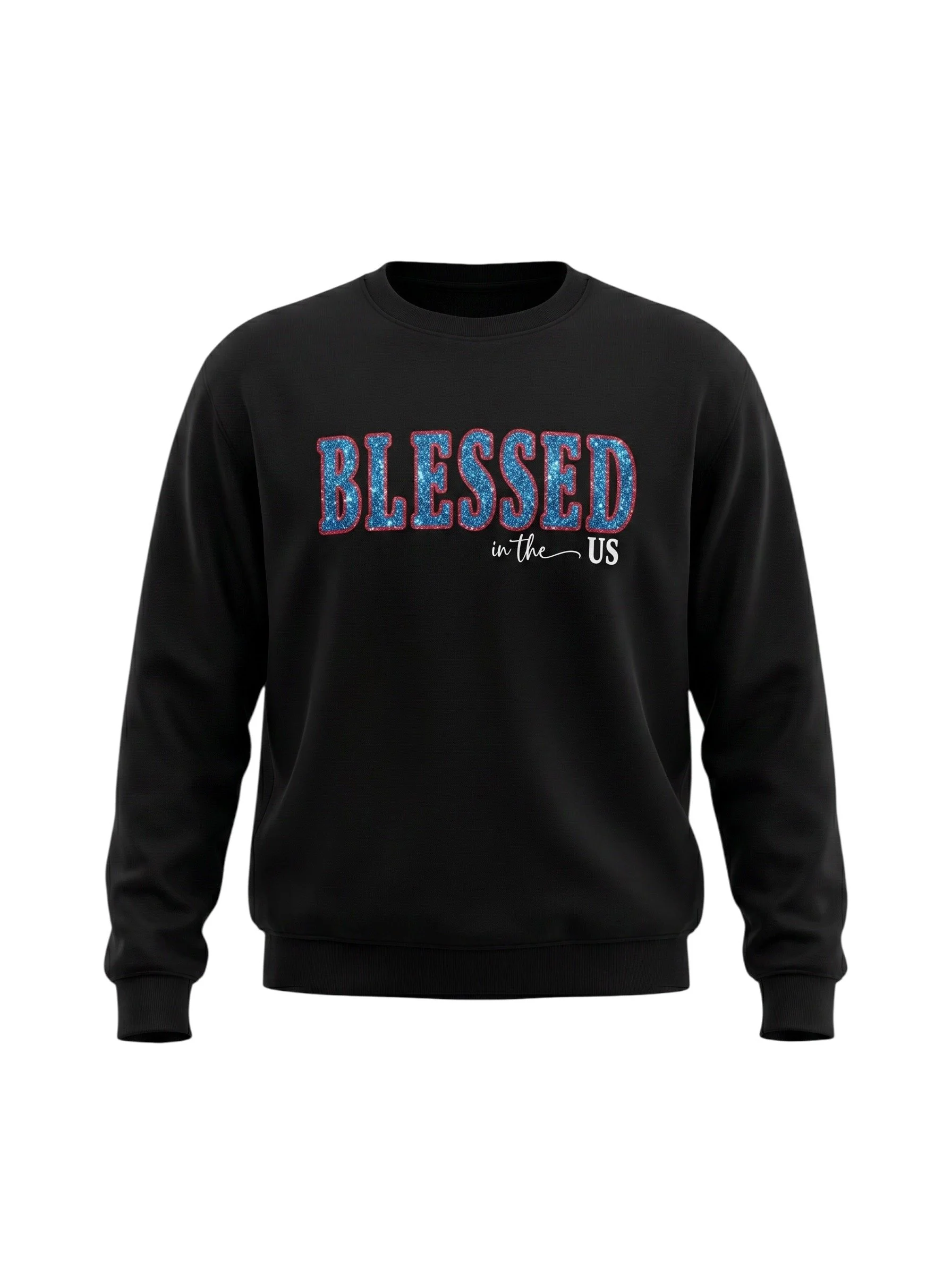 Red, White & Glitter Black Crewneck-Blue Glitter.jpg