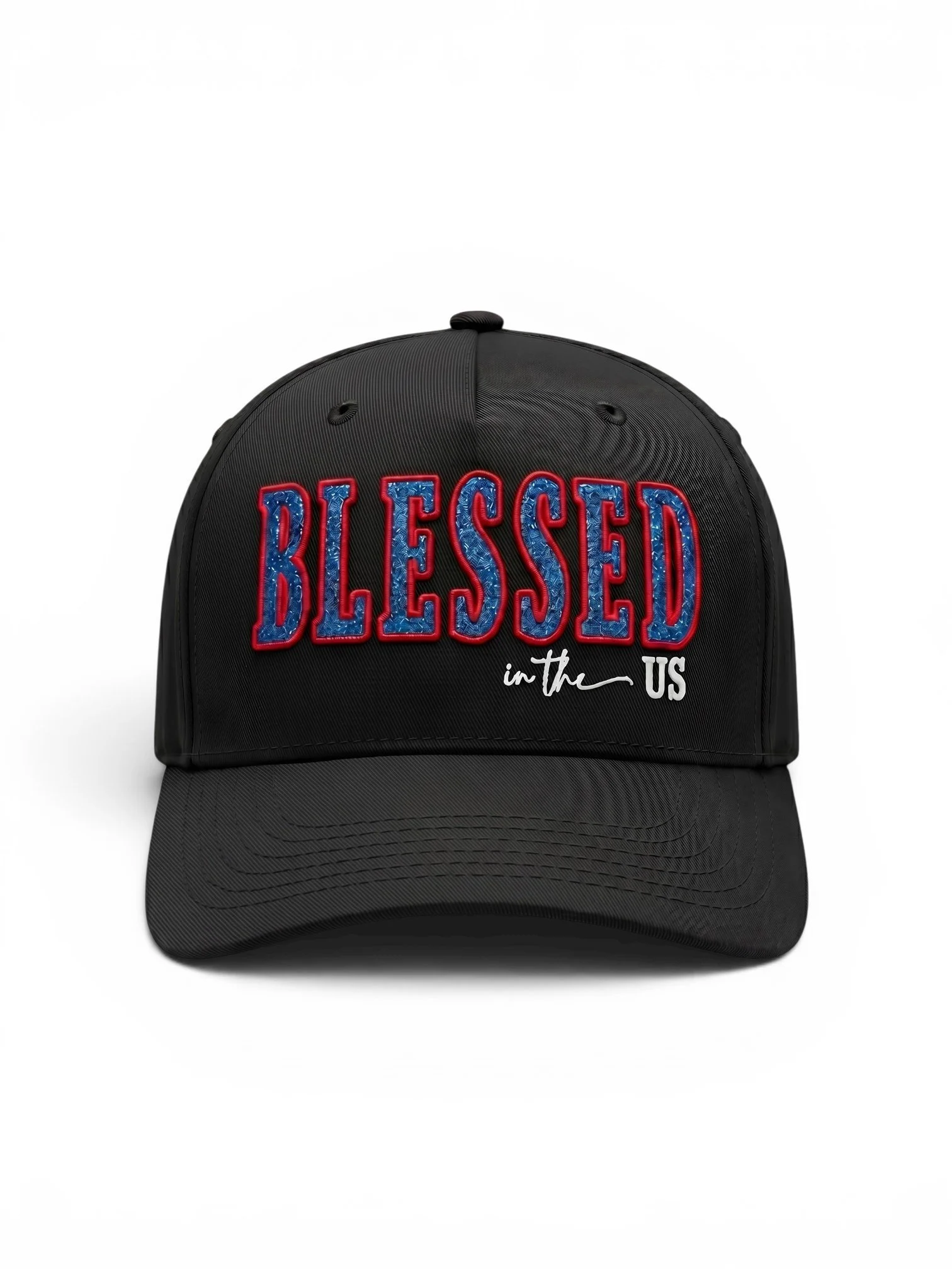Red, White & Glitter Baseball Cap-Black.jpg
