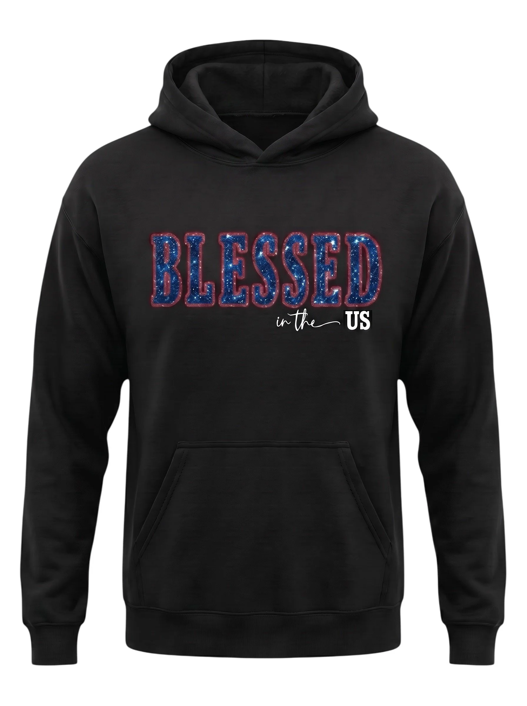 Red, White & Glitter Kid Black Hoodie-Blue Glitter.jpg