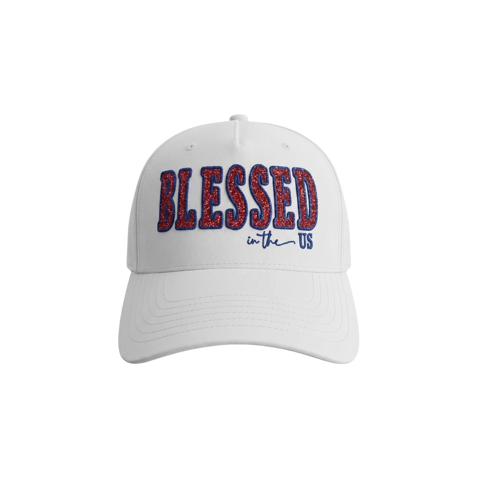 Red, White & Glitter Baseball Cap-White.png