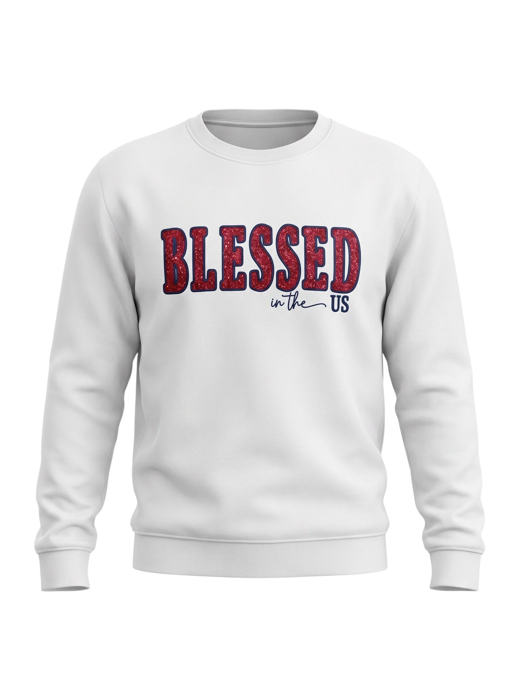 Red, White & Glitter Adult Crewneck