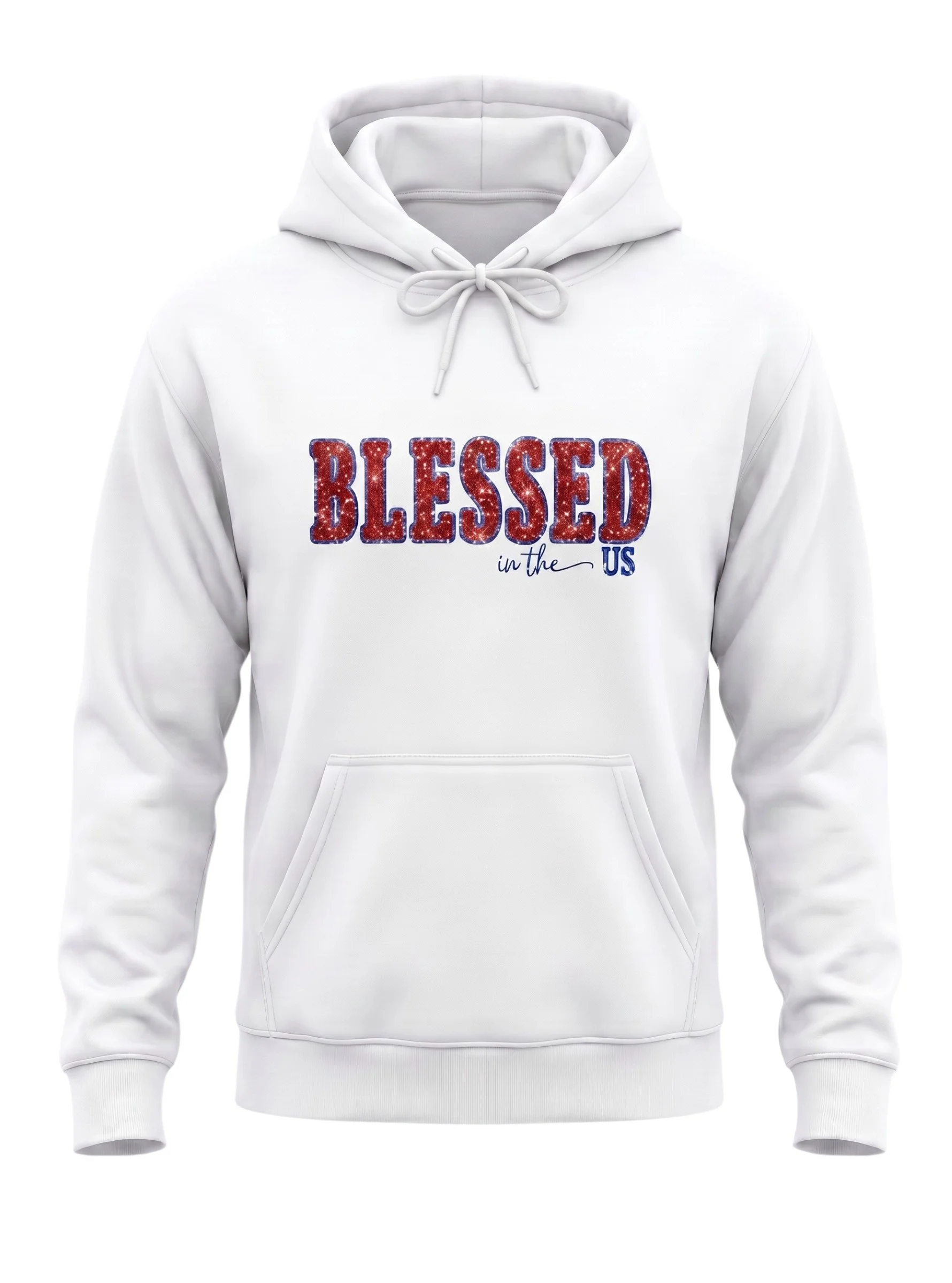 Red, White & Glitter Adult Hoodie