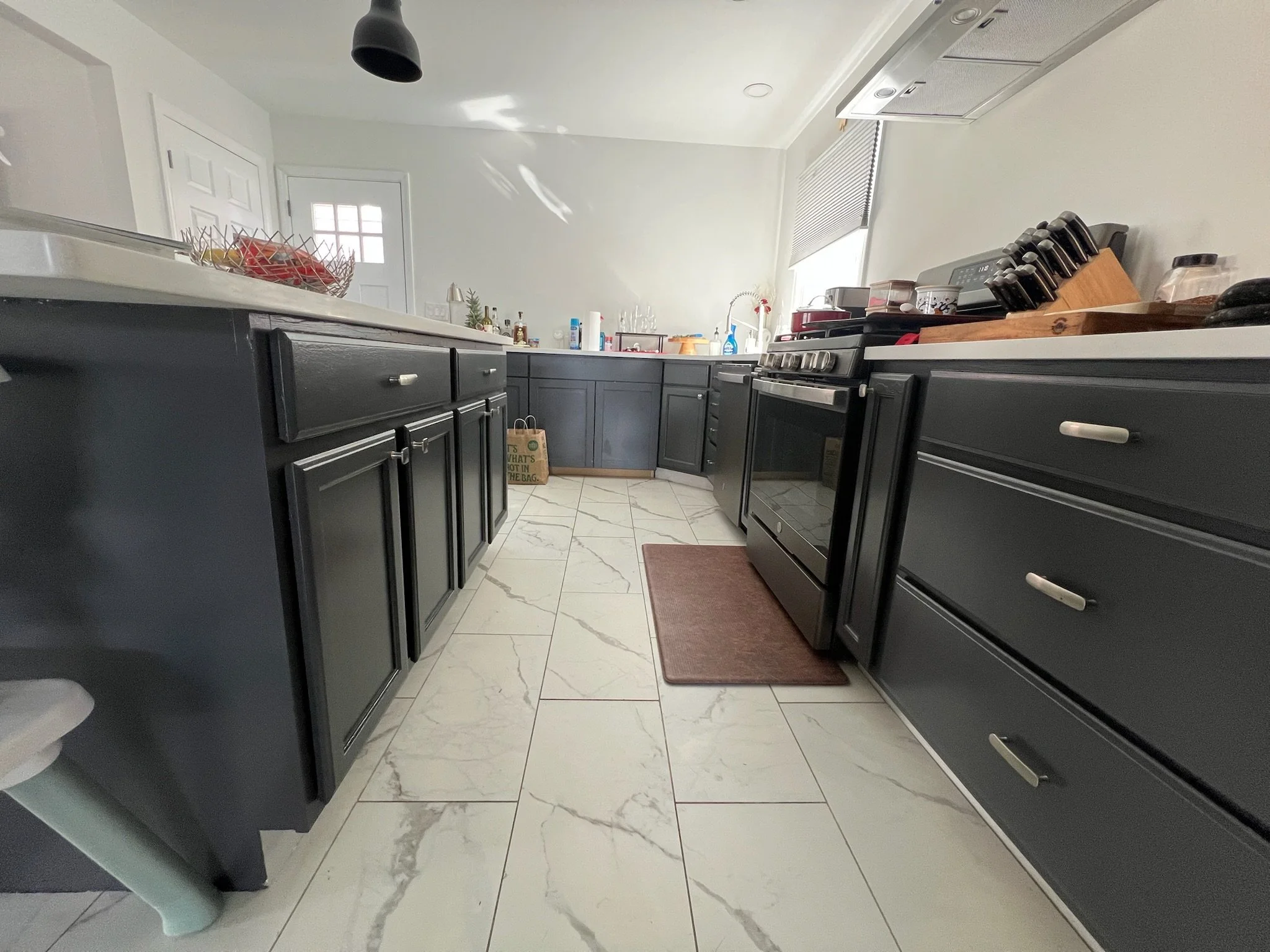 kitchen remodel with new cabinets and flooring