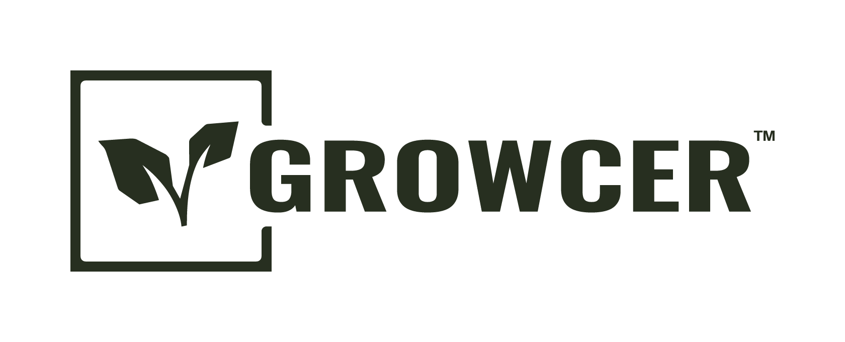 Growcer logo with a plant inside a square outline and the word "GROWCER" to the right in bold letters.