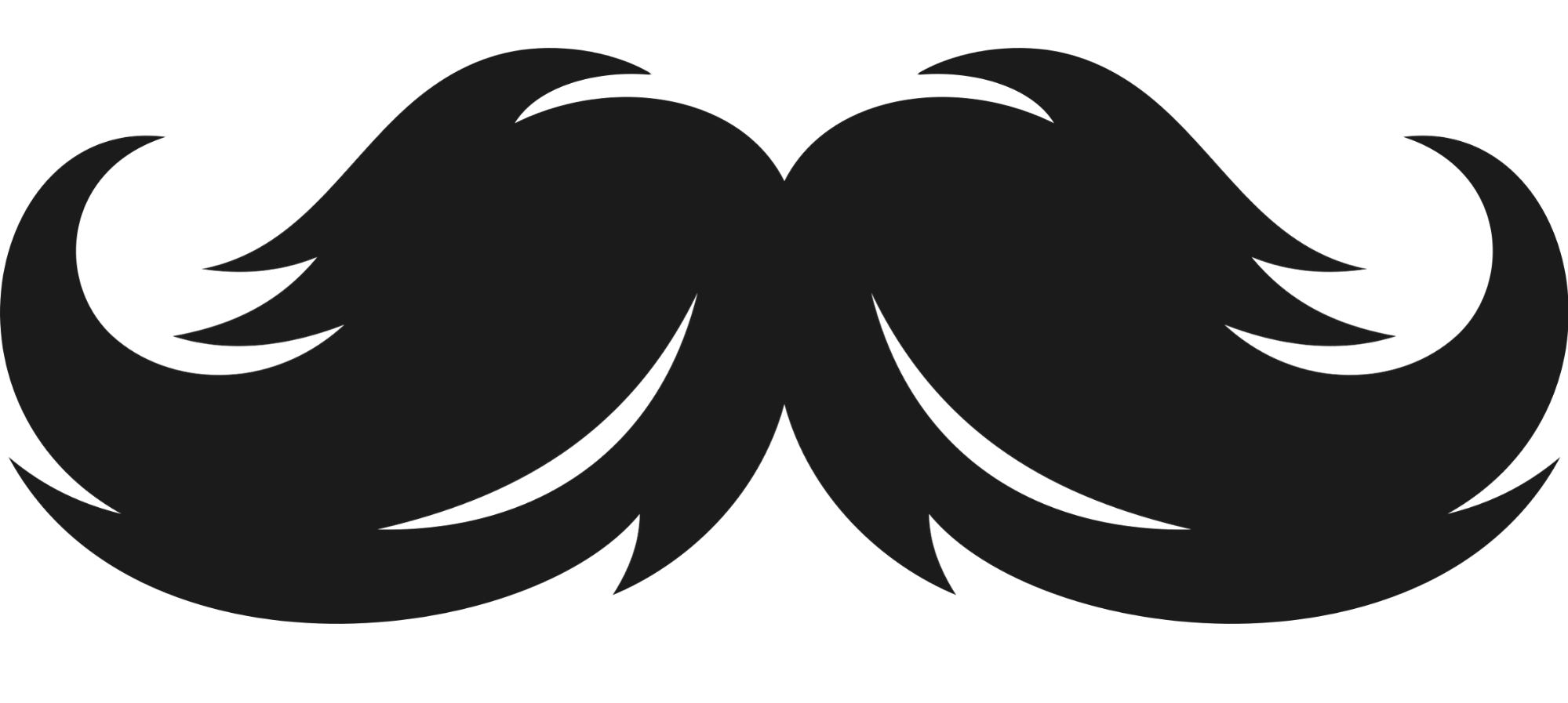 Black silhouette of a curly handlebar mustache