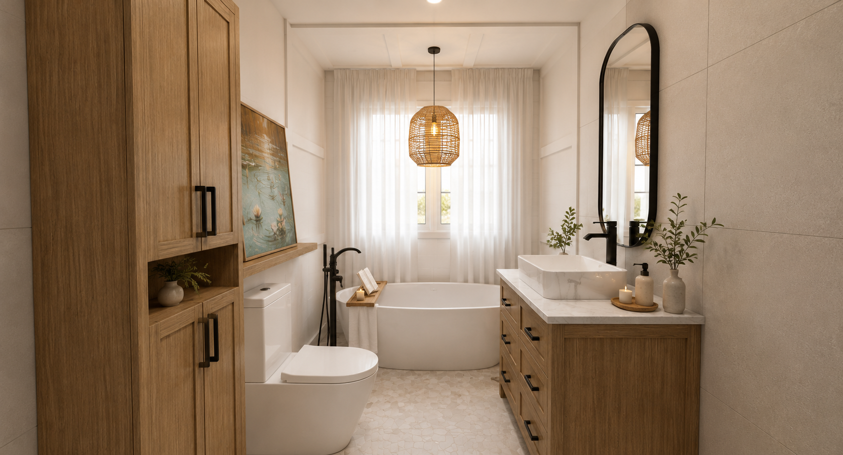 Salle de bain élégante avec conception sur mesure et finitions raffinées
