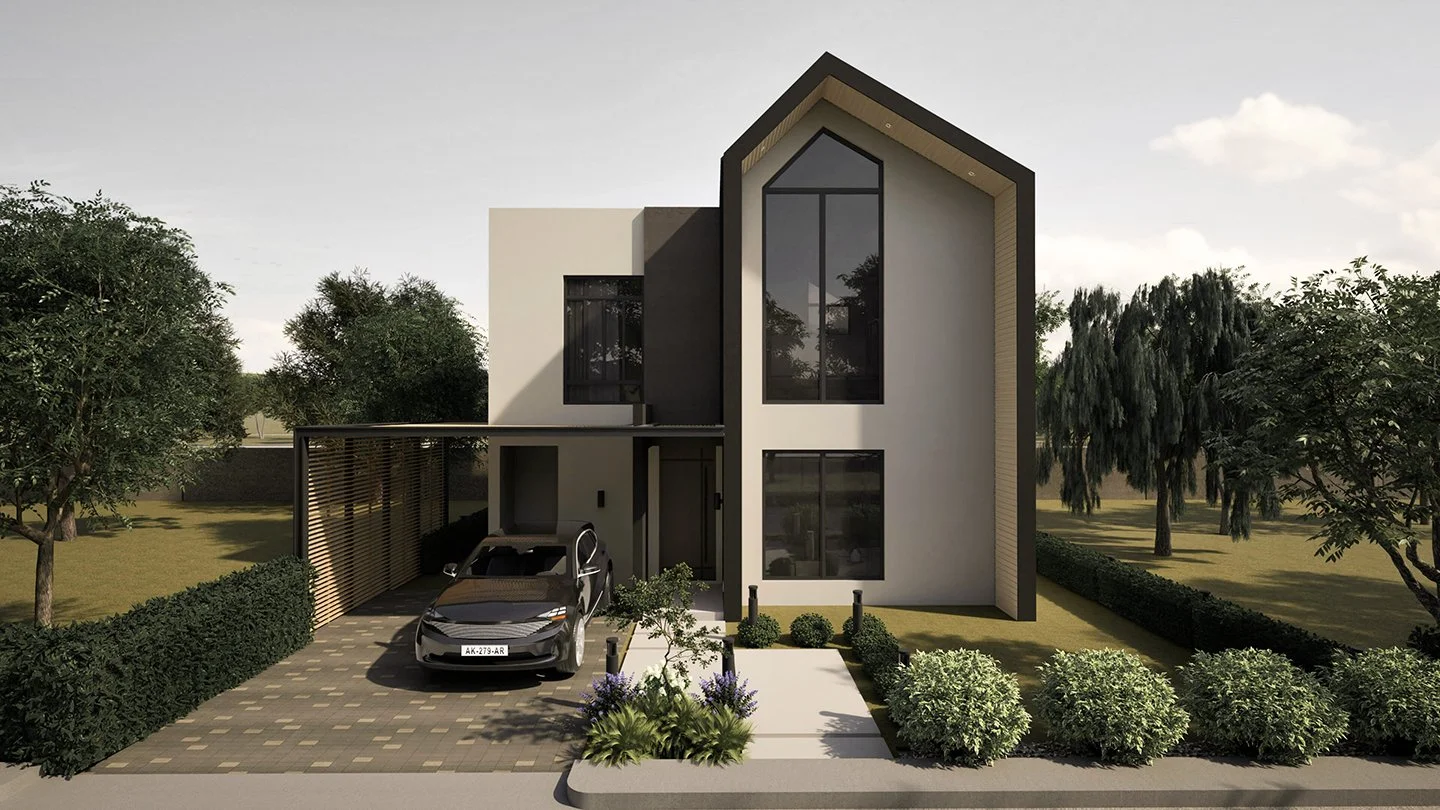Façade résidentielle avec conception architecturale contemporaine