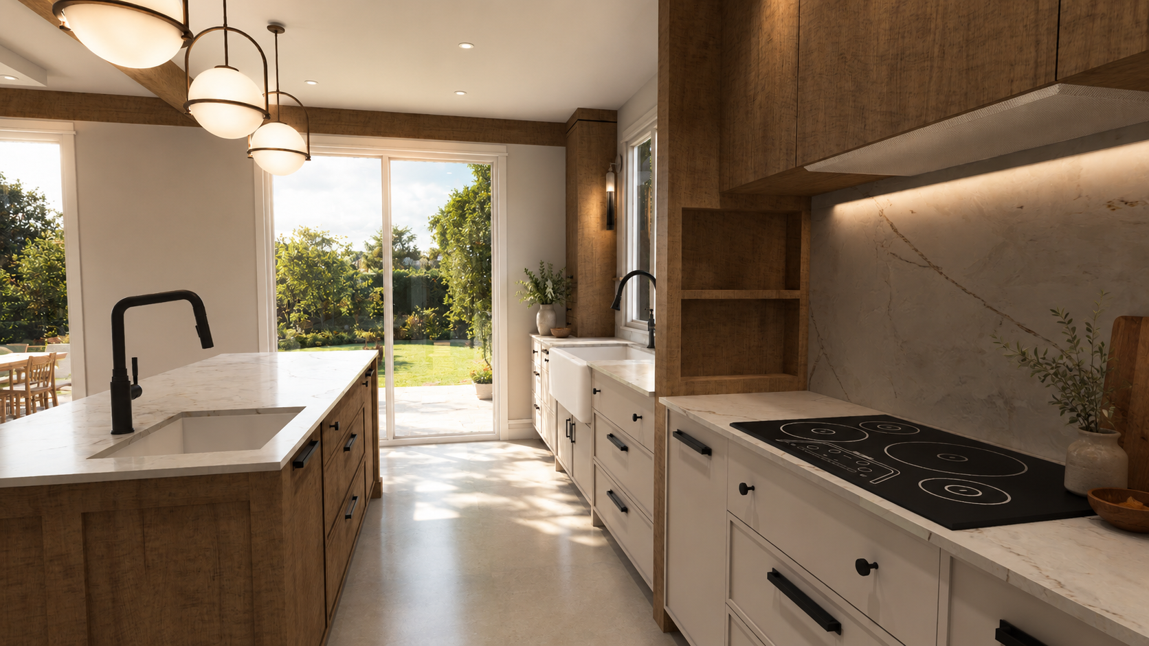 Cuisine Rénovation intérieure d’une résidence avec concept sur mesure
