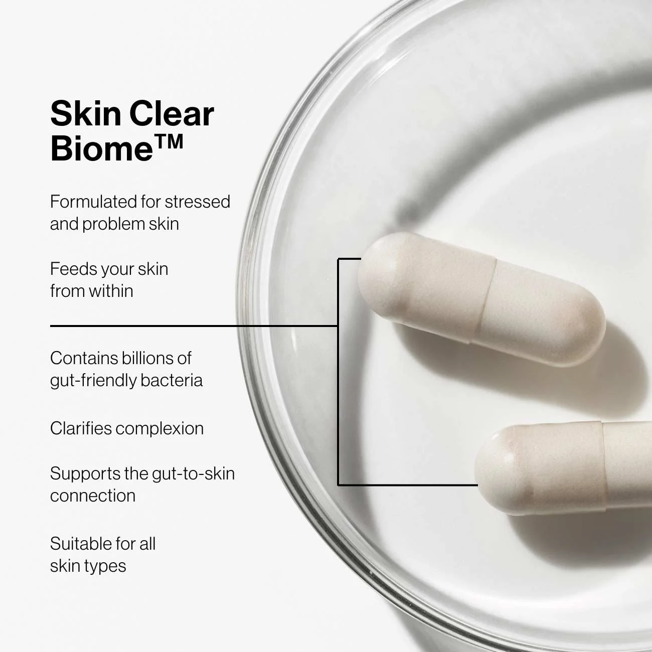 Advanced Nutrition Programme -  Skin Clear Biome, formulated for stressed skin, containing billions of gut-friendly bacteria, supporting gut-to-skin connection, and suitable for all skin types.