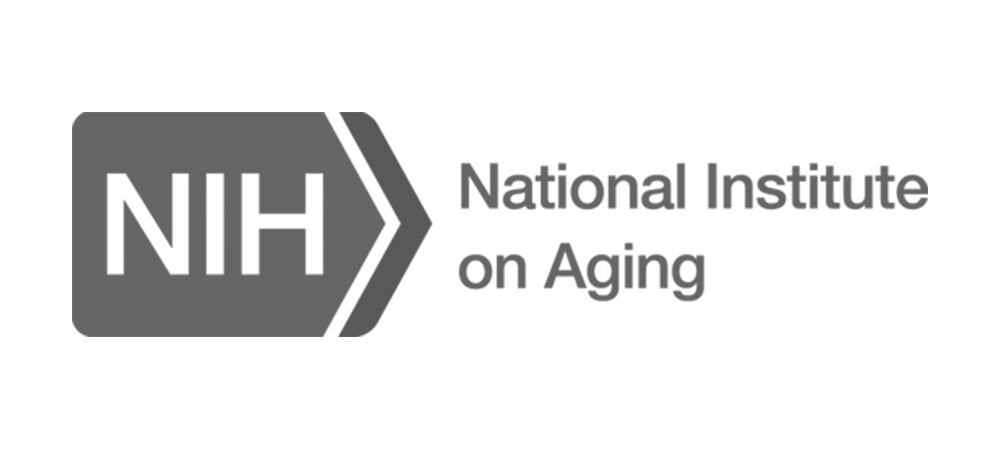NIH National Institute on Aging logo with black text on a gray background.