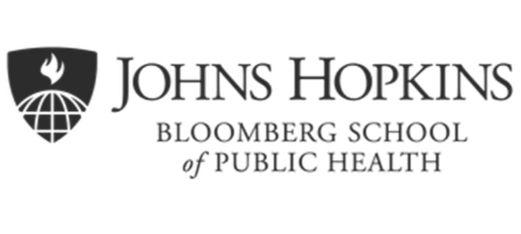 Logo of Johns Hopkins Bloomberg School of Public Health featuring a shield with a torch and globe, with text 'Johns Hopkins Bloomberg School of Public Health'.
