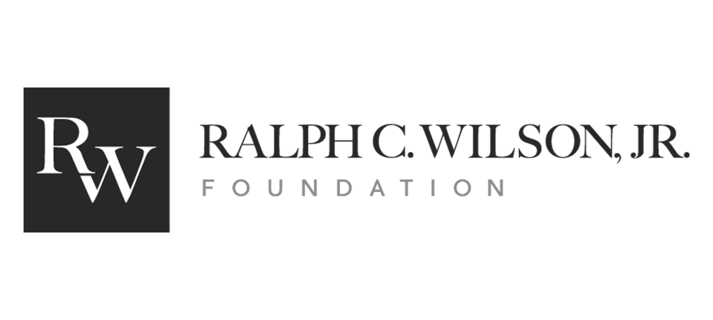 Logo of the Ralph C. Wilson Jr. Foundation with black and white color scheme, featuring the initials R and W.