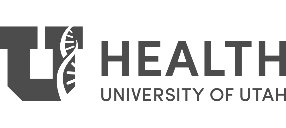 Logo of the University of Utah Health featuring a stylized U with a DNA helix design and the words "Health University of Utah".