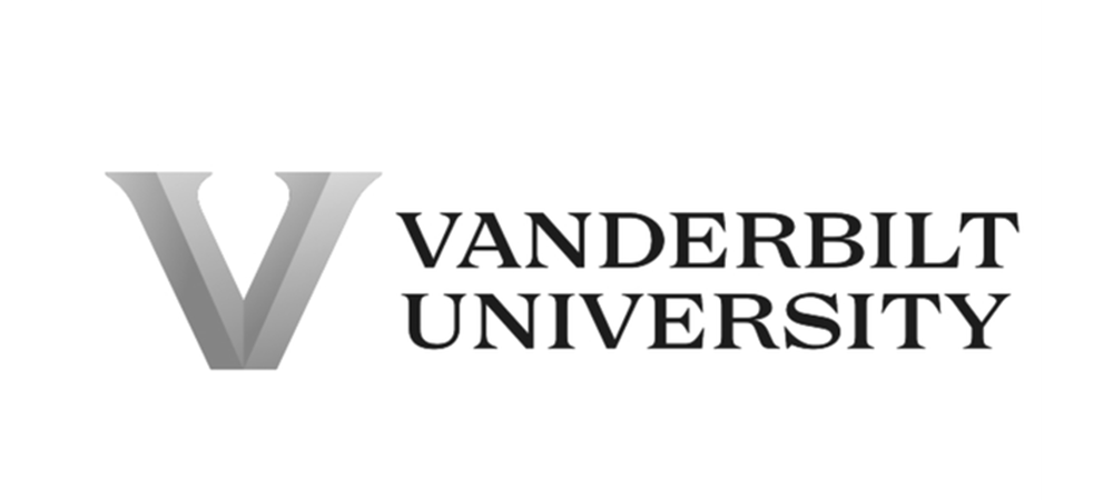 Vanderbilt University logo with a large stylized V and black text