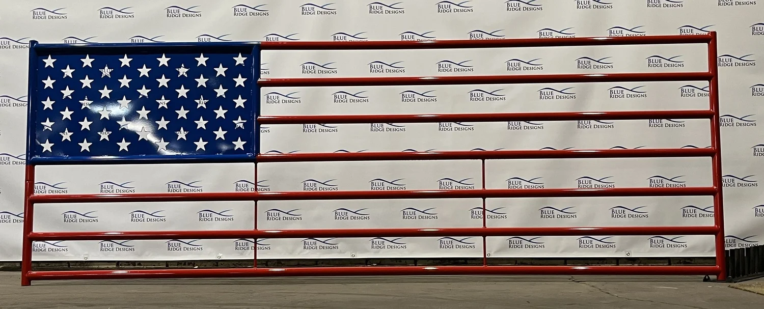 Straight Stars and Stripes steel driveway gate