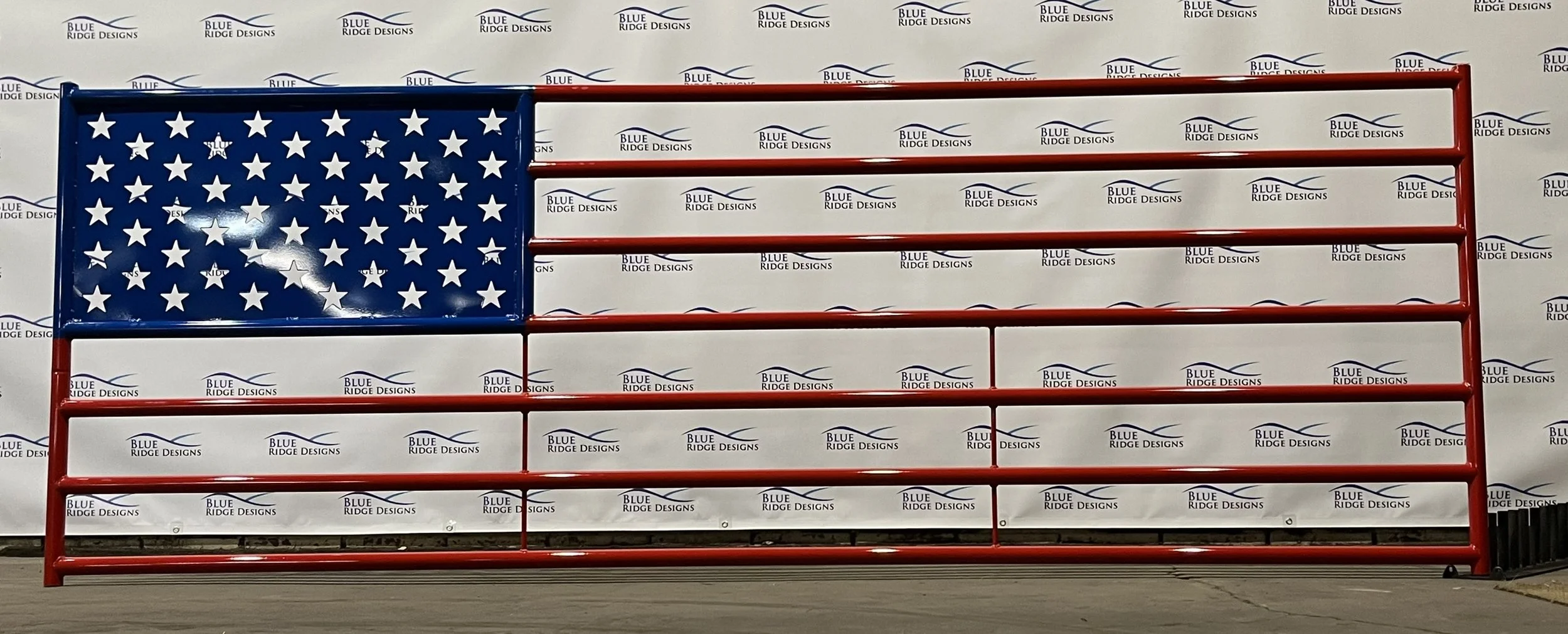 Straight Stars and Stripes steel driveway gate