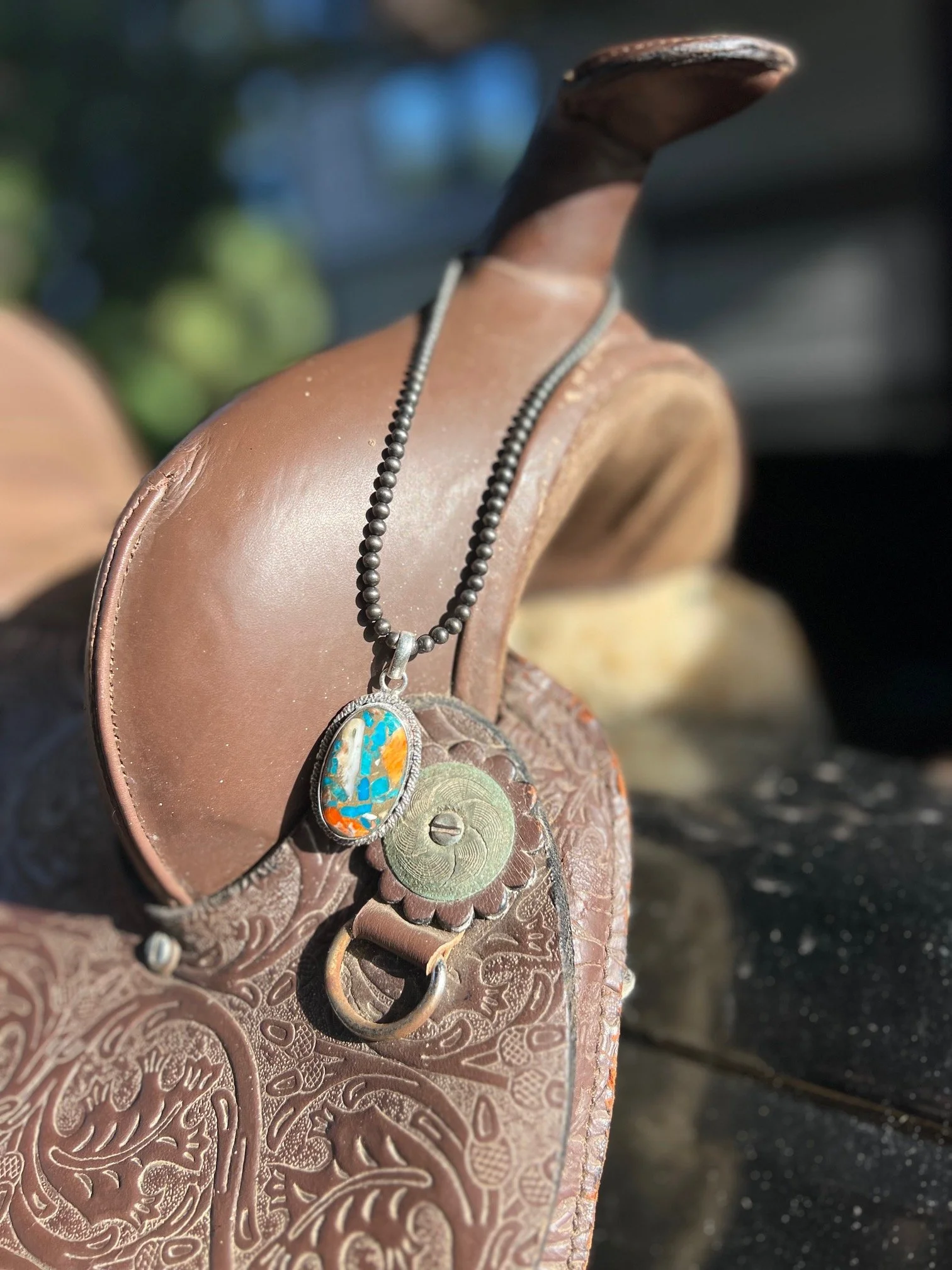 Wildfire Sky Spiny Oyster Pendant