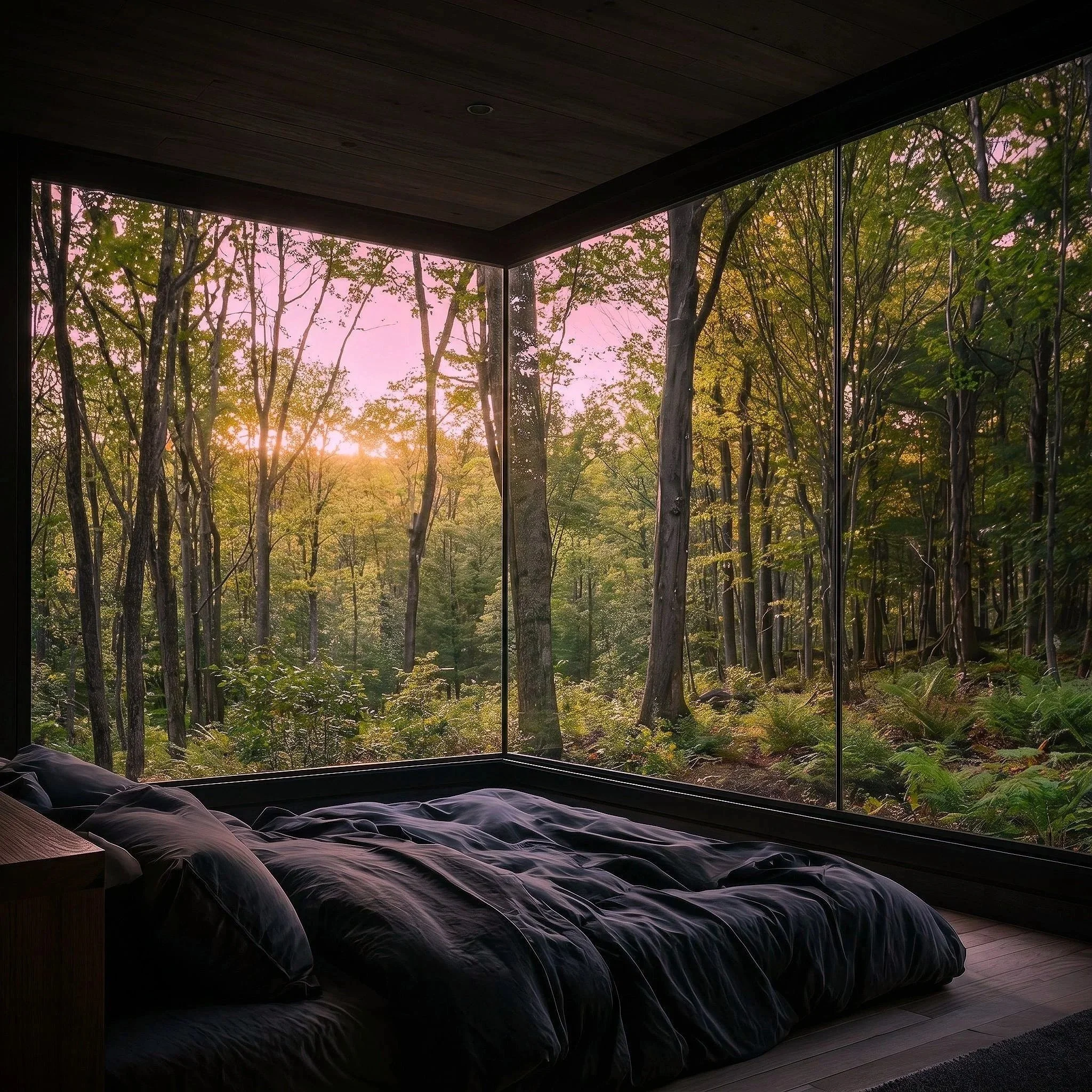 Forest Cabin - Wake to panoramic woodland views as the morning sun filters gently through the trees.