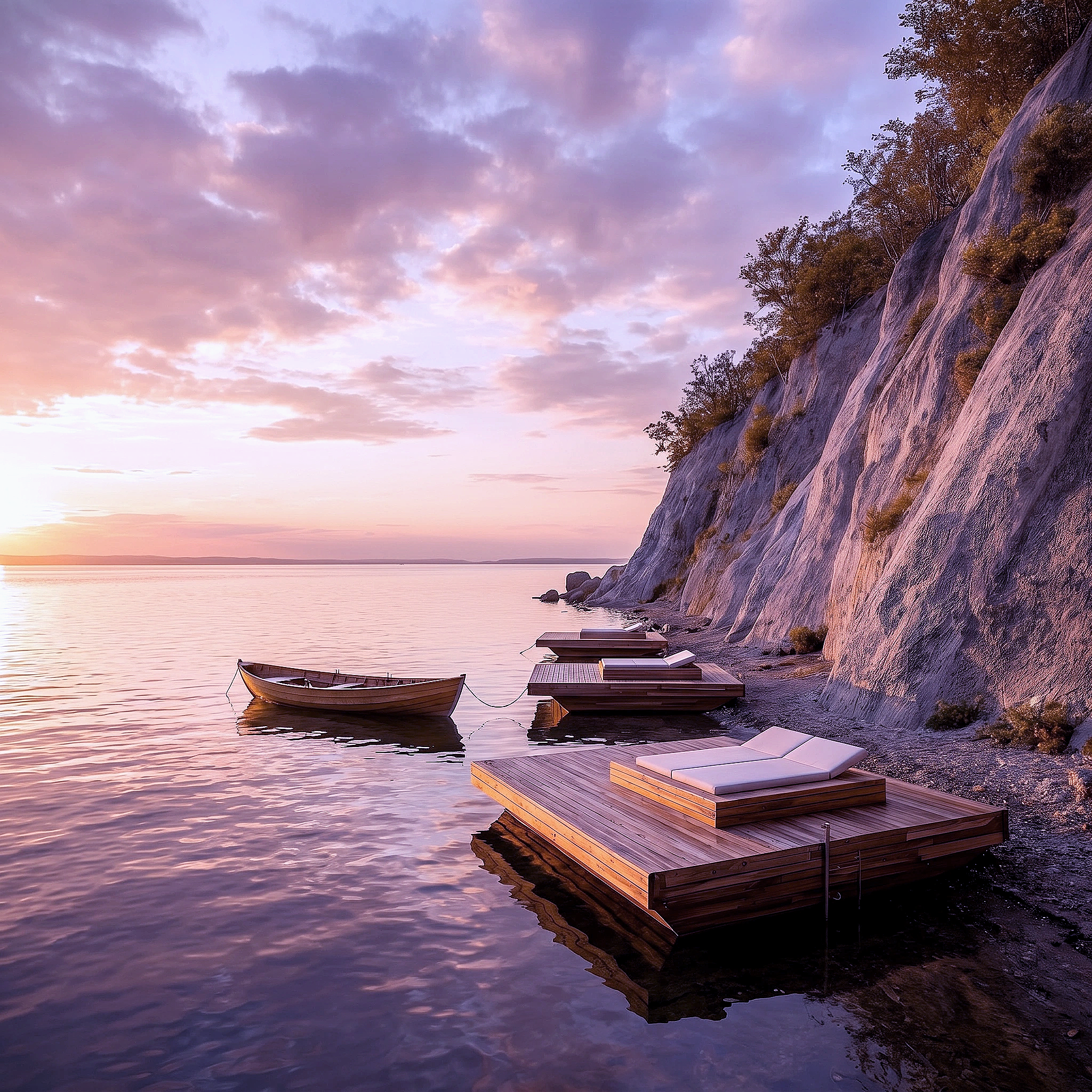 Floating Platforms - Pause quietly above the water for meditation, reflection, or simply listening to the rhythm of the lake.