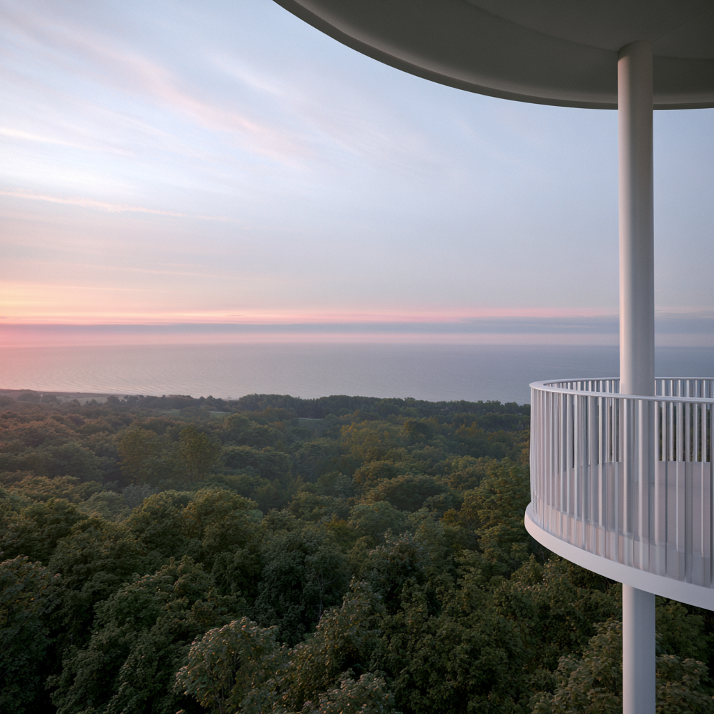 Horizon Lookout - Begin the day above the canopy, watching the first light rise over Lake Ontario and the distant horizon.