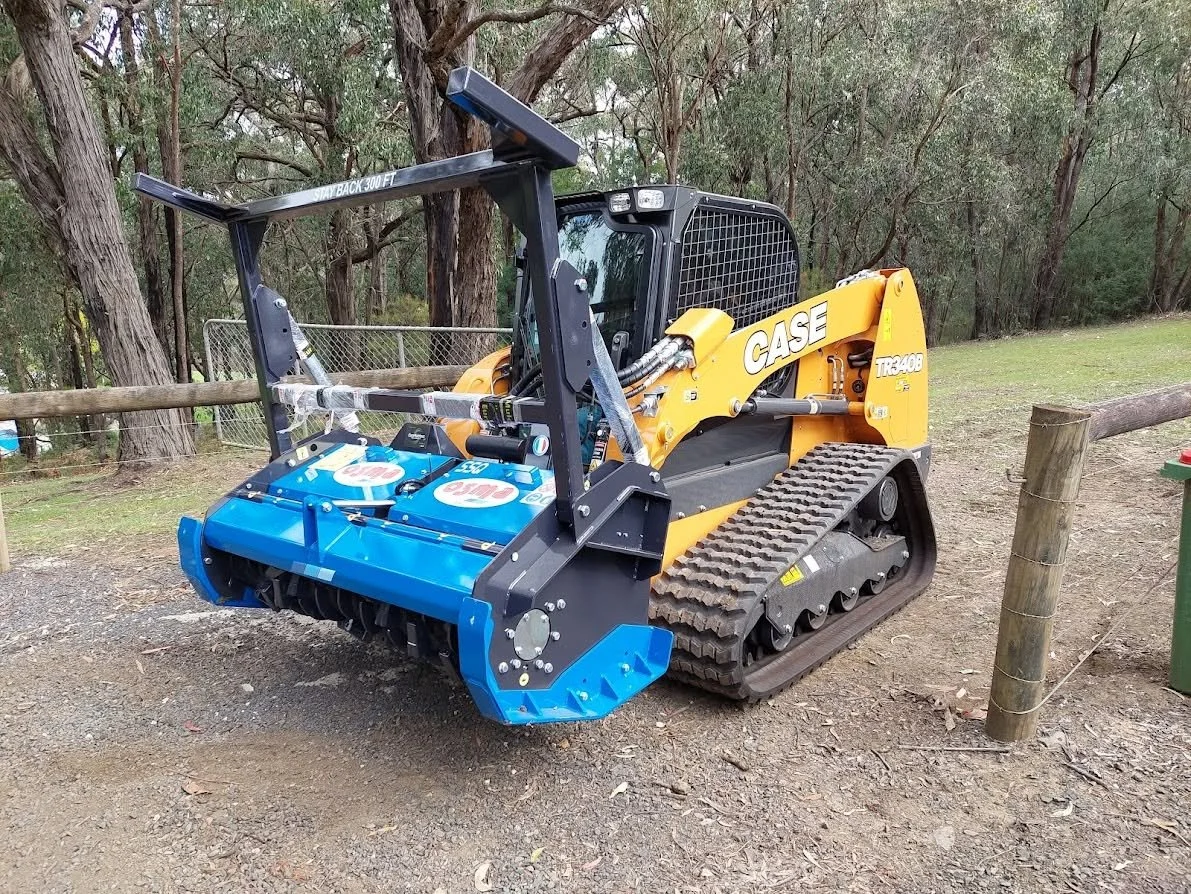 OSMA SSQ forestry mulcher fitted to a Posi-Track for vegetation management, land clearing and forestry applications across Australia