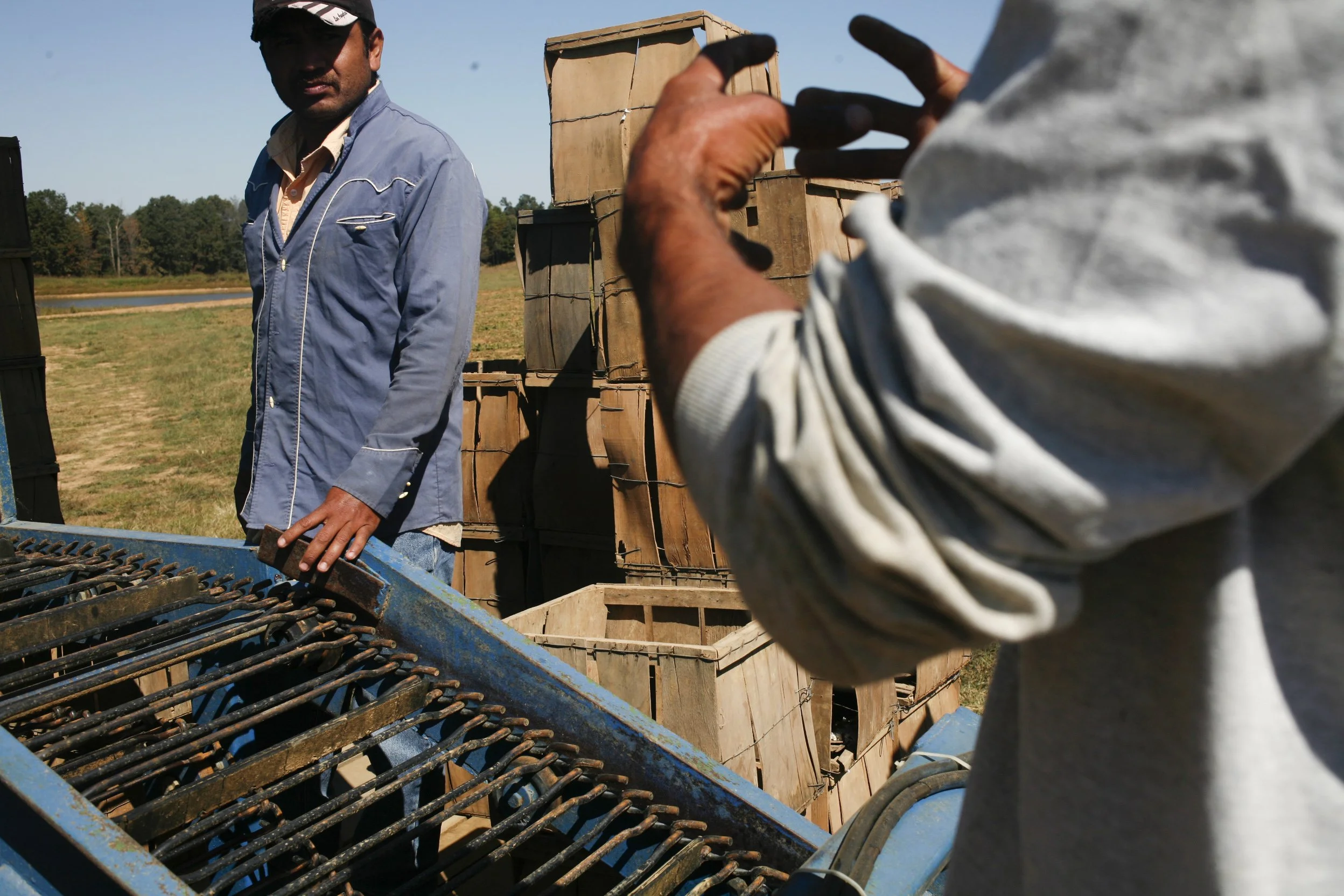 After working with migrant workers from Mexico for the last 11 years, Jerry Barber still communicates using hand signals. 
