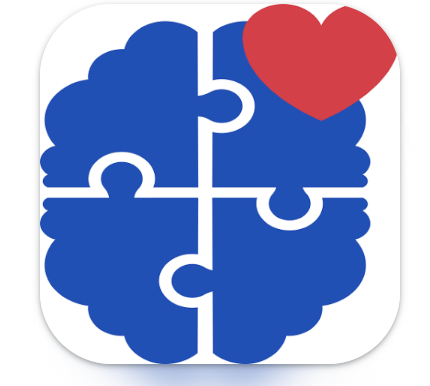 An icon of a blue puzzle piece with a red heart in the top right corner.
