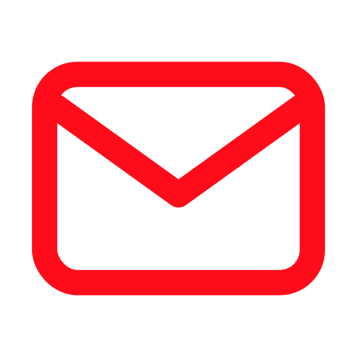 Red outlined envelope icon on black background, representing email or messaging.