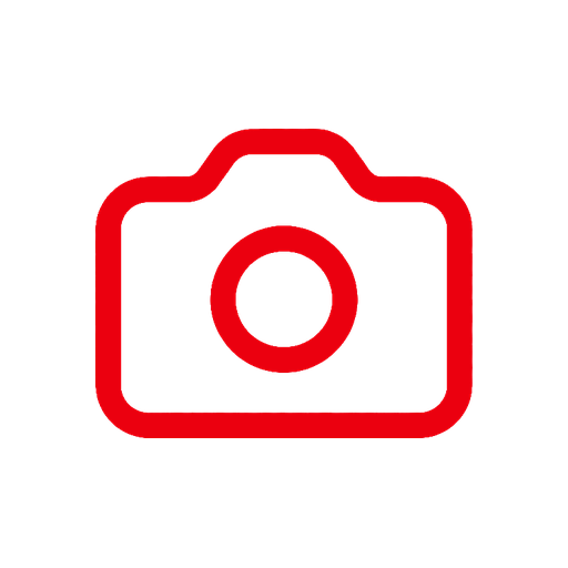 Icon of a red camera outline on a black background.