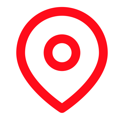Red location pin icon with a black background.