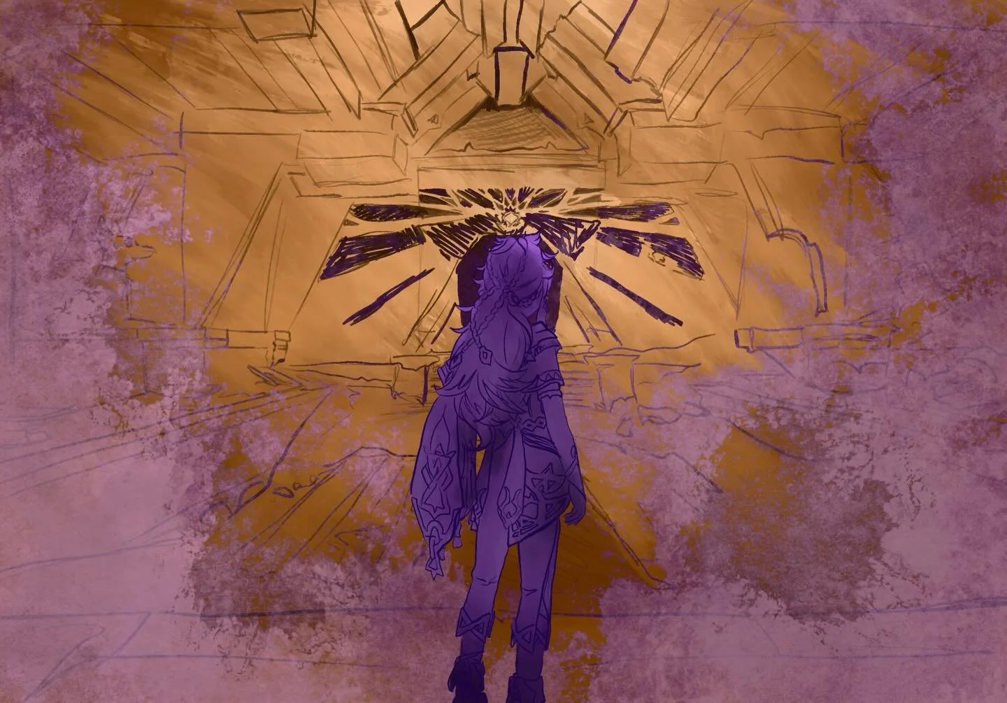 Something I did for fun, taking a screenshot of a temple in Sumeru from Genshin Impact and doodling over it to make my own lil thing. 

#art #digitalart #genshinfanart #sethos #genshinimpact