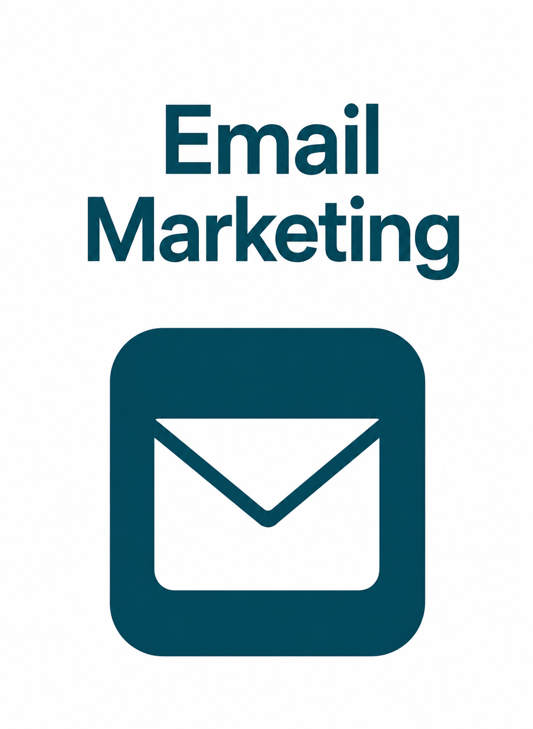 Graphic with the words 'Email Marketing' above a mail icon.