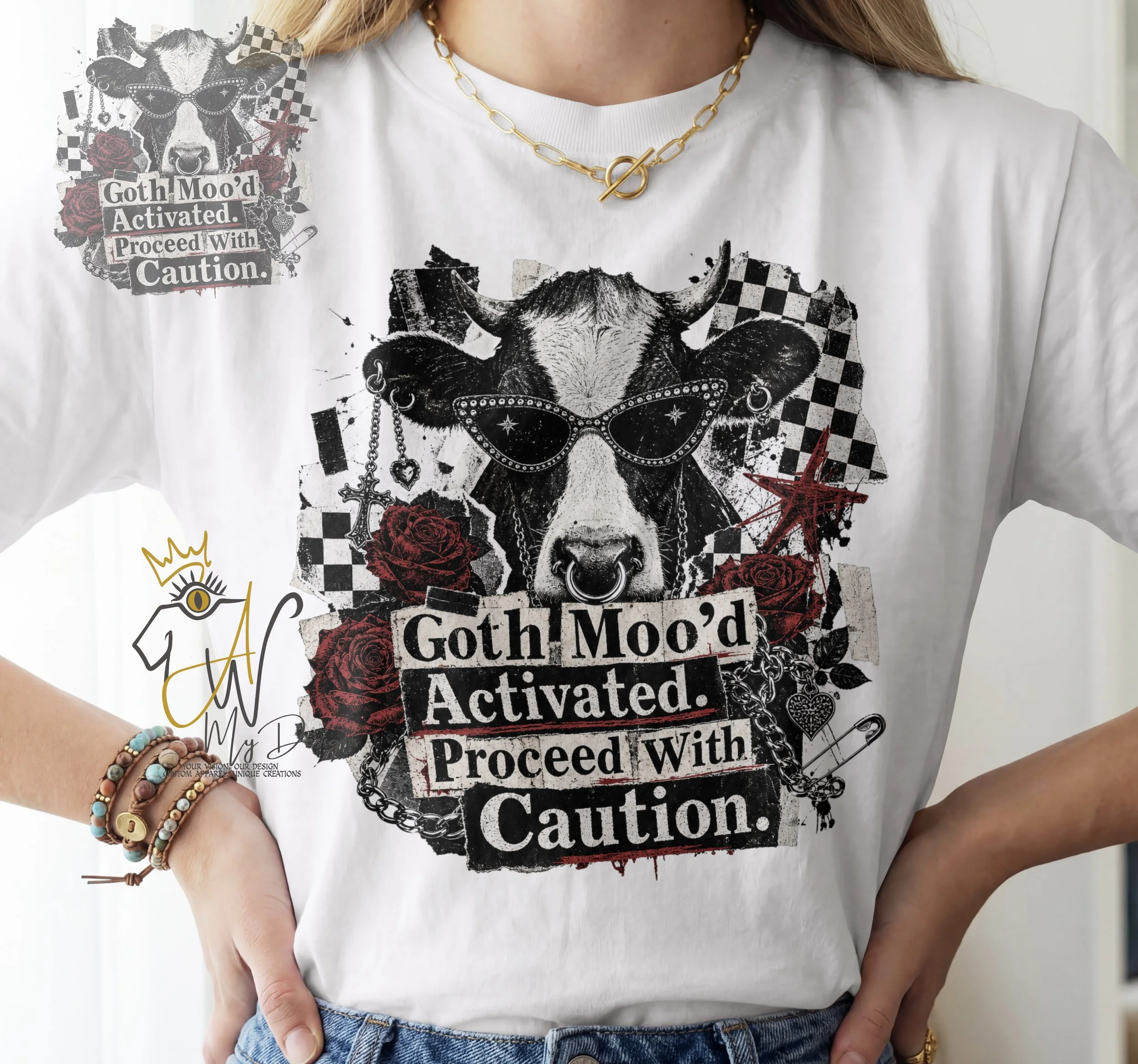 🐄🖤Goth Moo’d Activated. Proceed With Caution Unisex Graphic T-Shirt