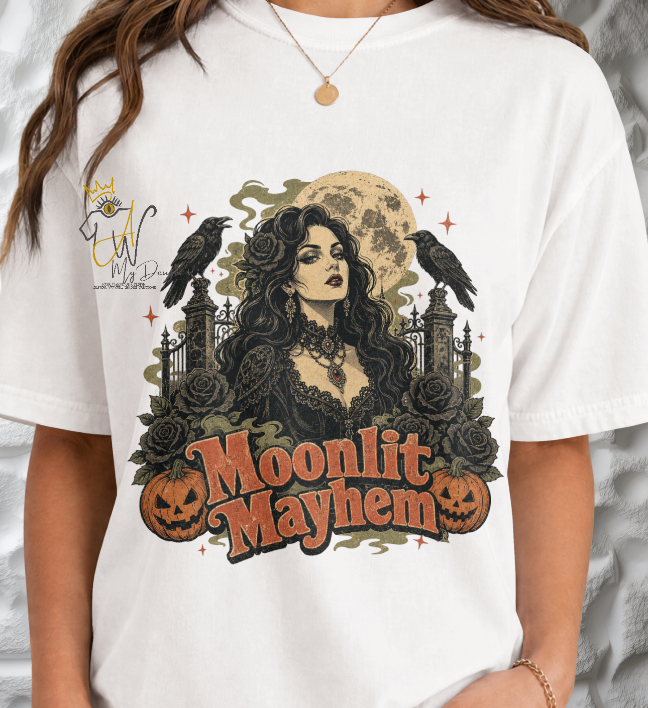 🌙 Moonlit Mayhem | White Edition Unisex Graphic Tee
