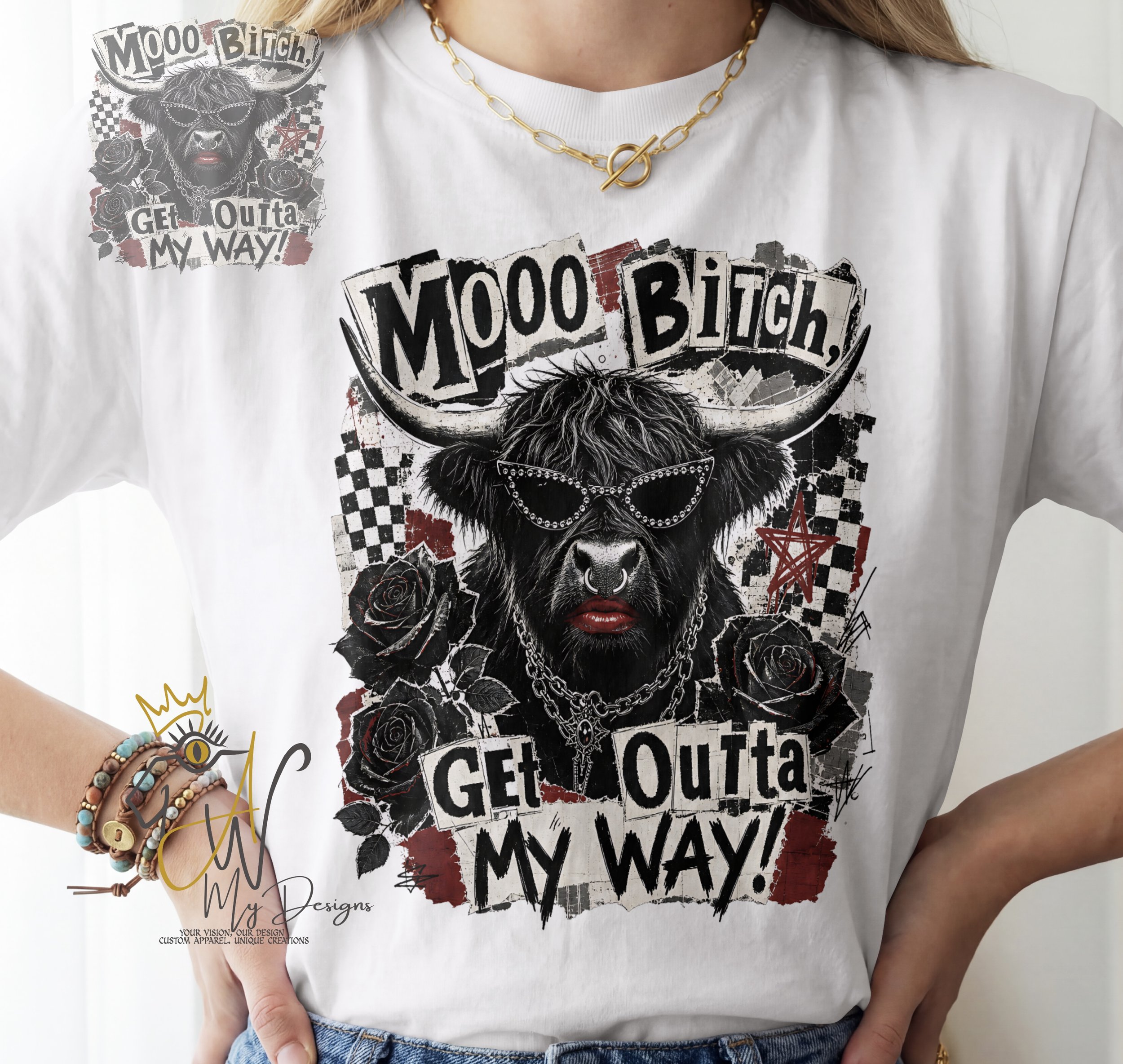 🐄🖤 Mooo Bitch, Get Outta My Way! Unisex Graphic T-Shirt