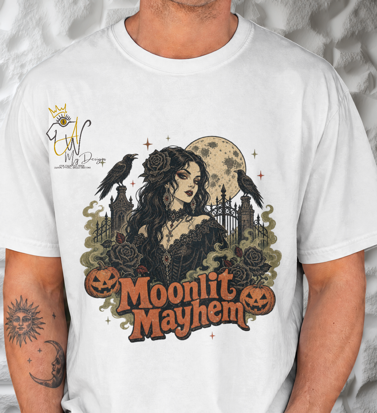 🌙 Moonlit Mayhem | White Edition Unisex Graphic Tee