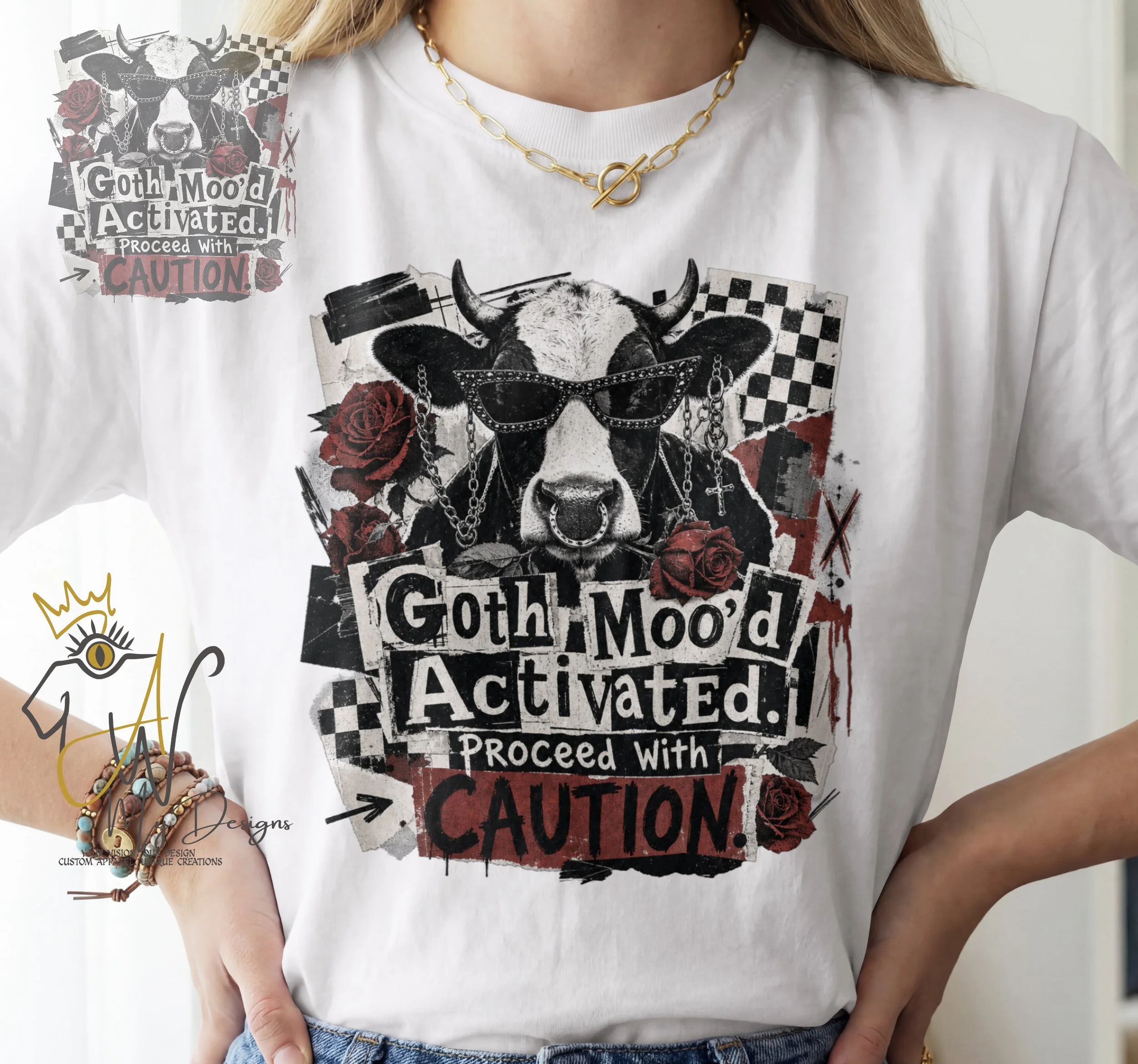 🐄🖤Goth Moo’d Activated. Proceed With Caution Unisex Graphic T-Shirt