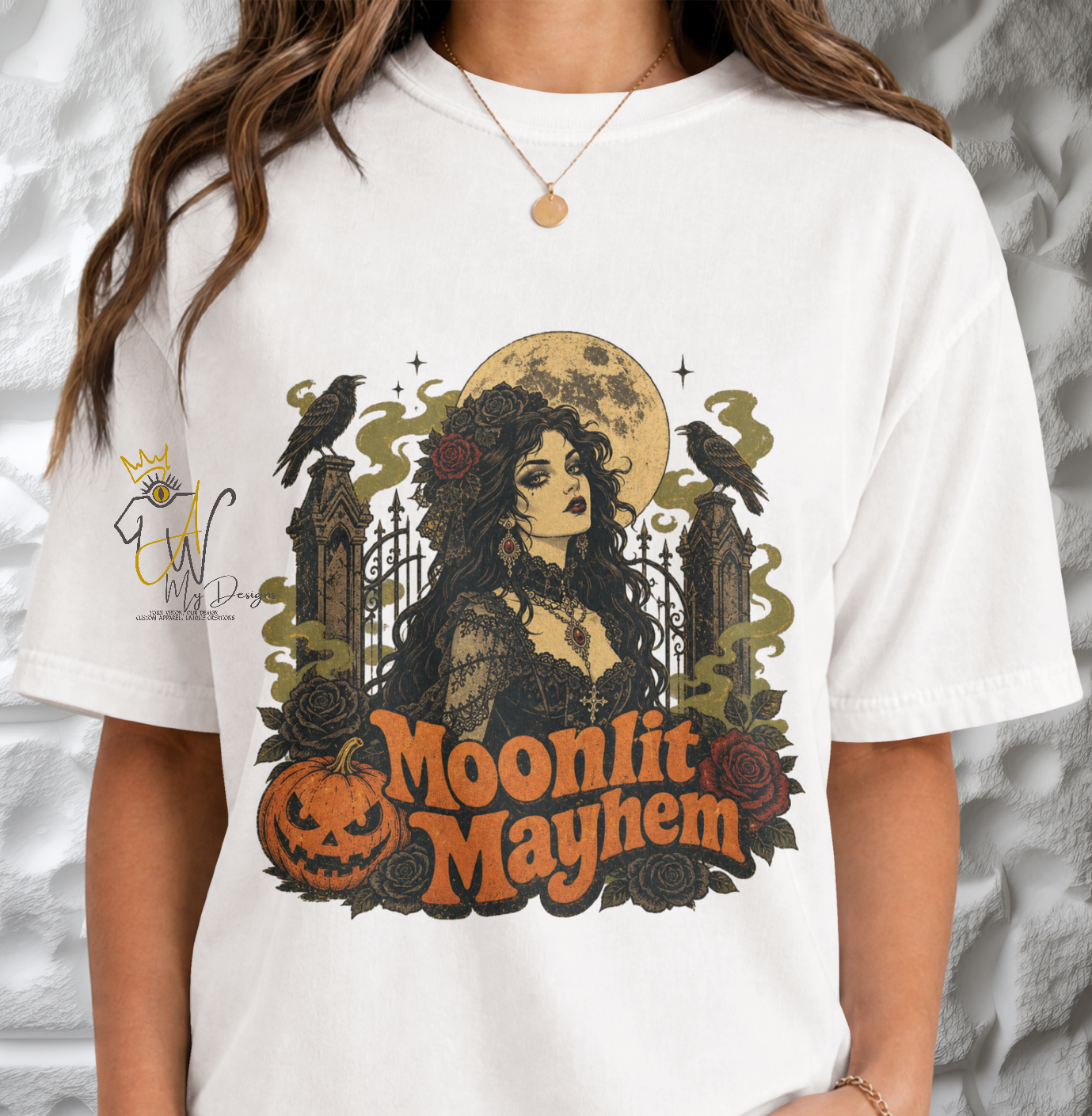 🌙 Moonlit Mayhem | White Edition Unisex Graphic Tee