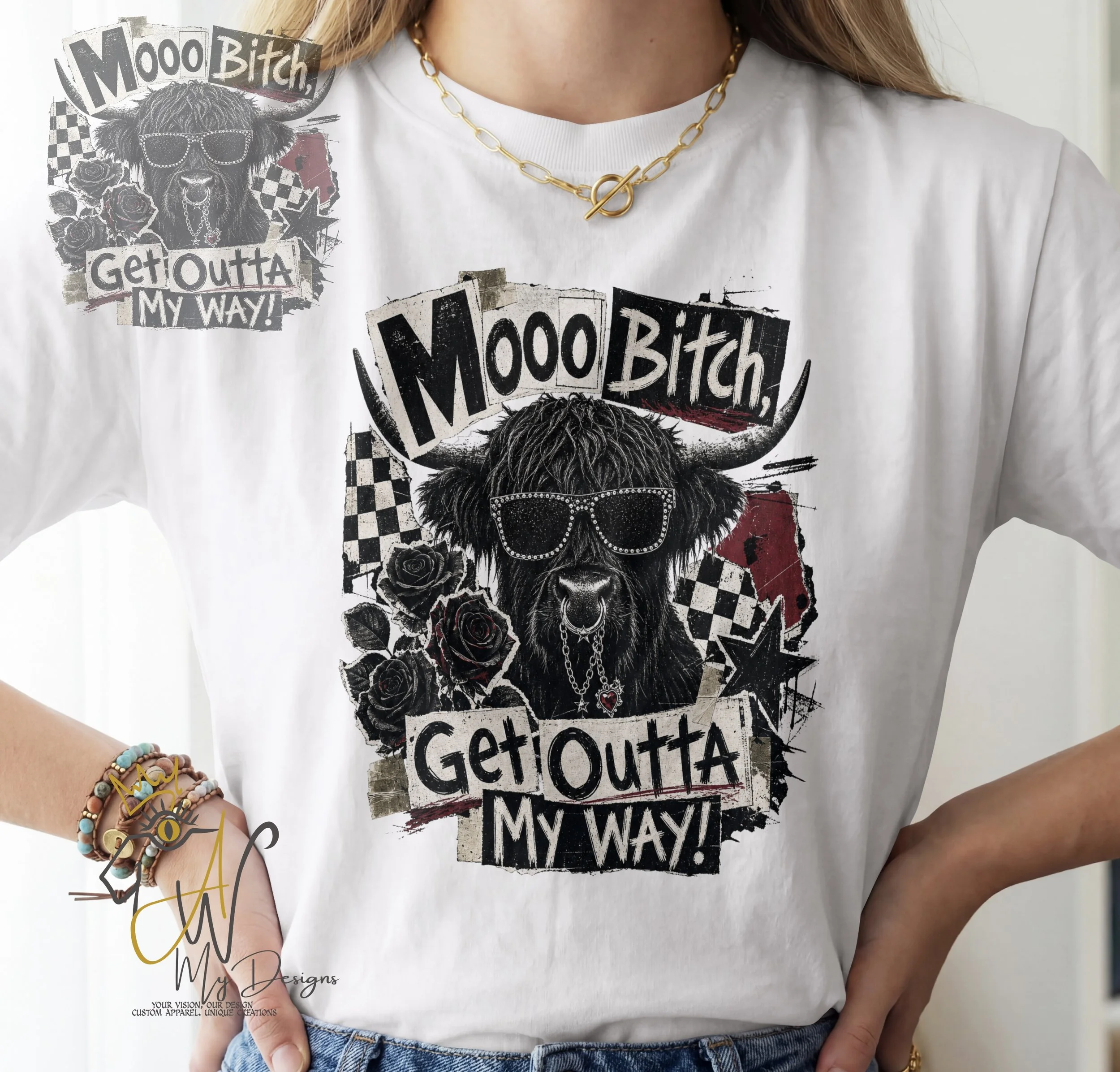 🐄🖤 Mooo Bitch, Get Outta My Way! Unisex Graphic T-Shirt