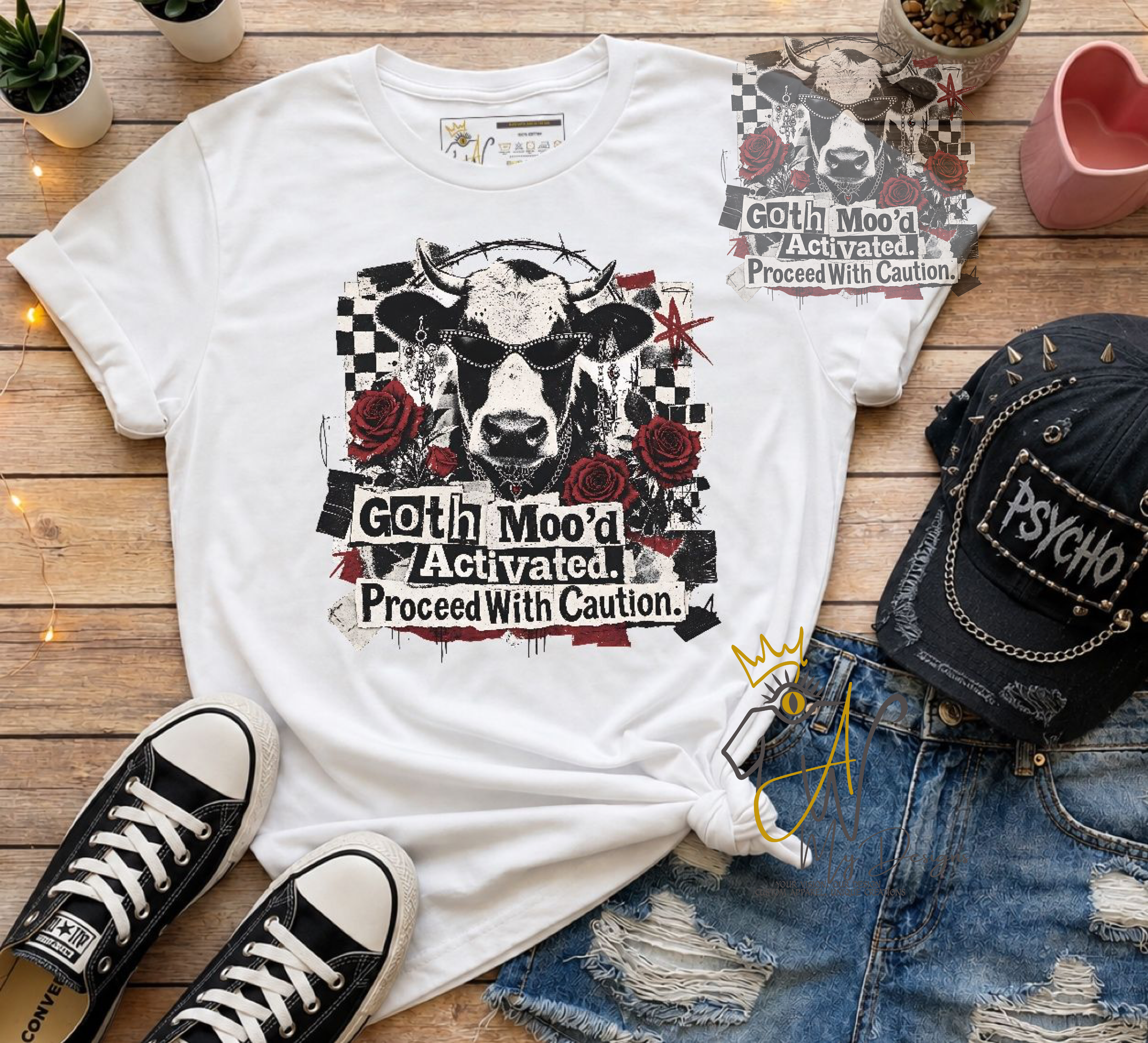 🐄🖤Goth Moo’d Activated. Proceed With Caution Unisex Graphic T-Shirt