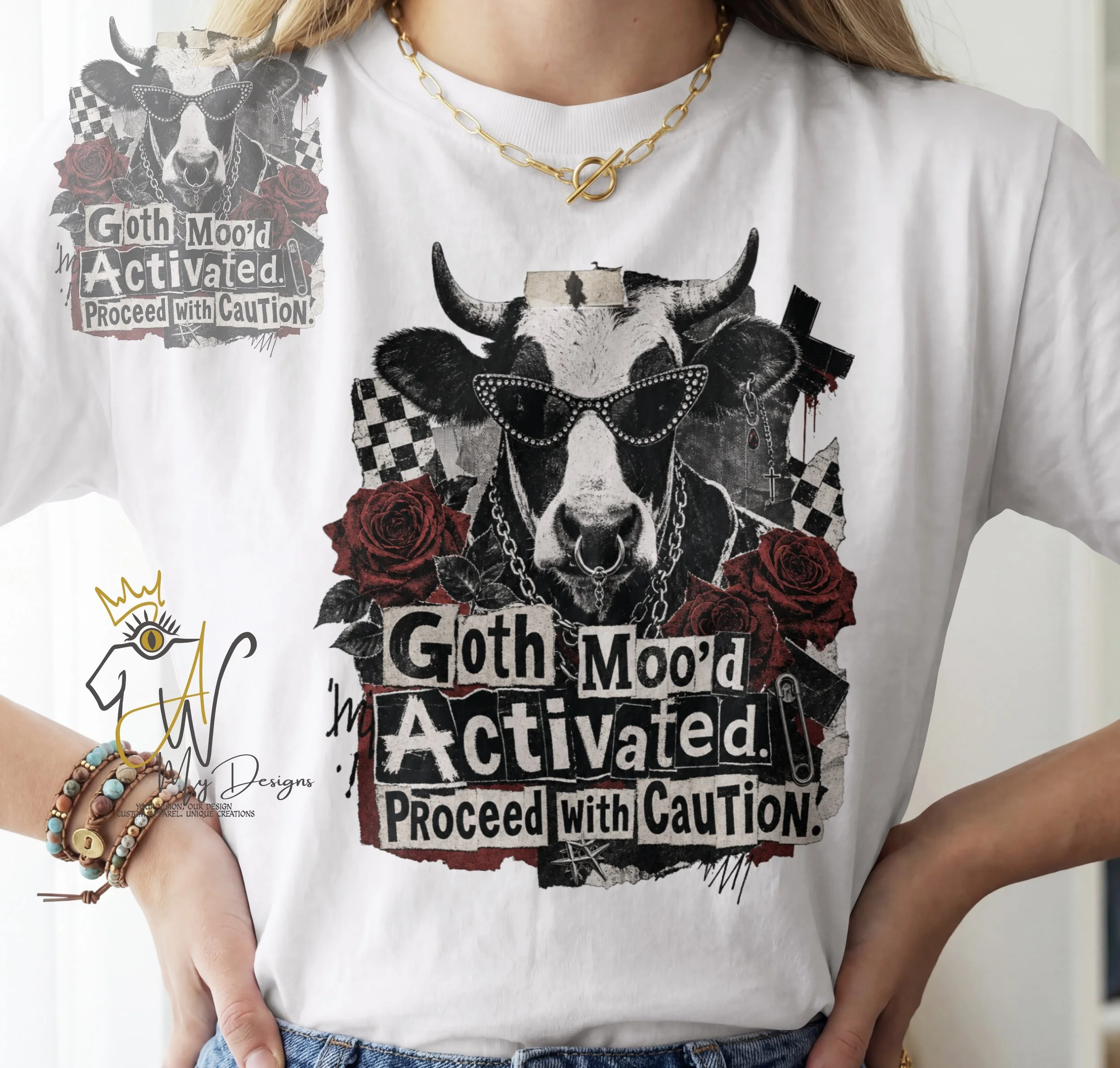 🐄🖤Goth Moo’d Activated. Proceed With Caution Unisex Graphic T-Shirt