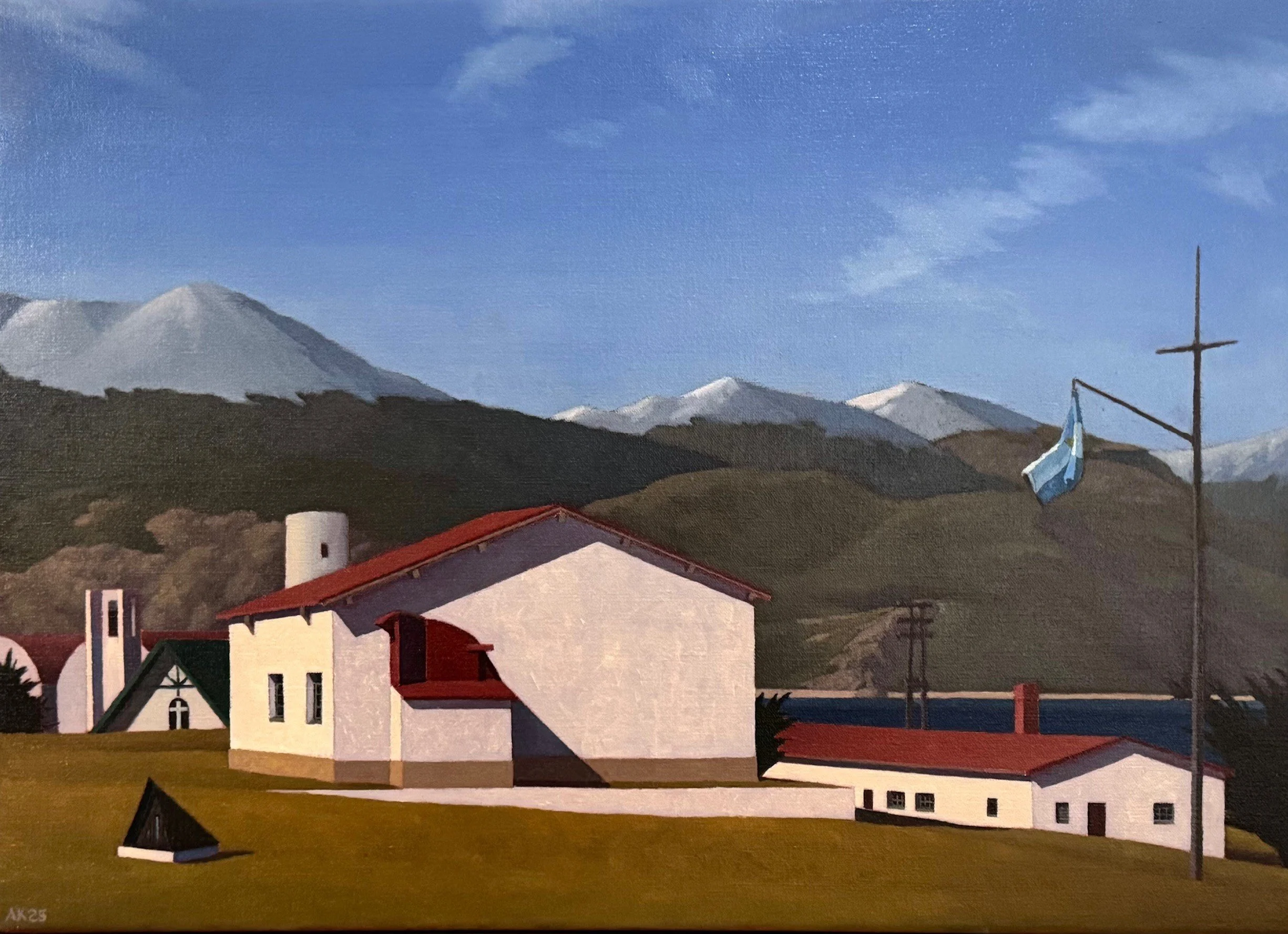 Ushuaia Military Base, 2025, oil on linen, 51 x 71cm