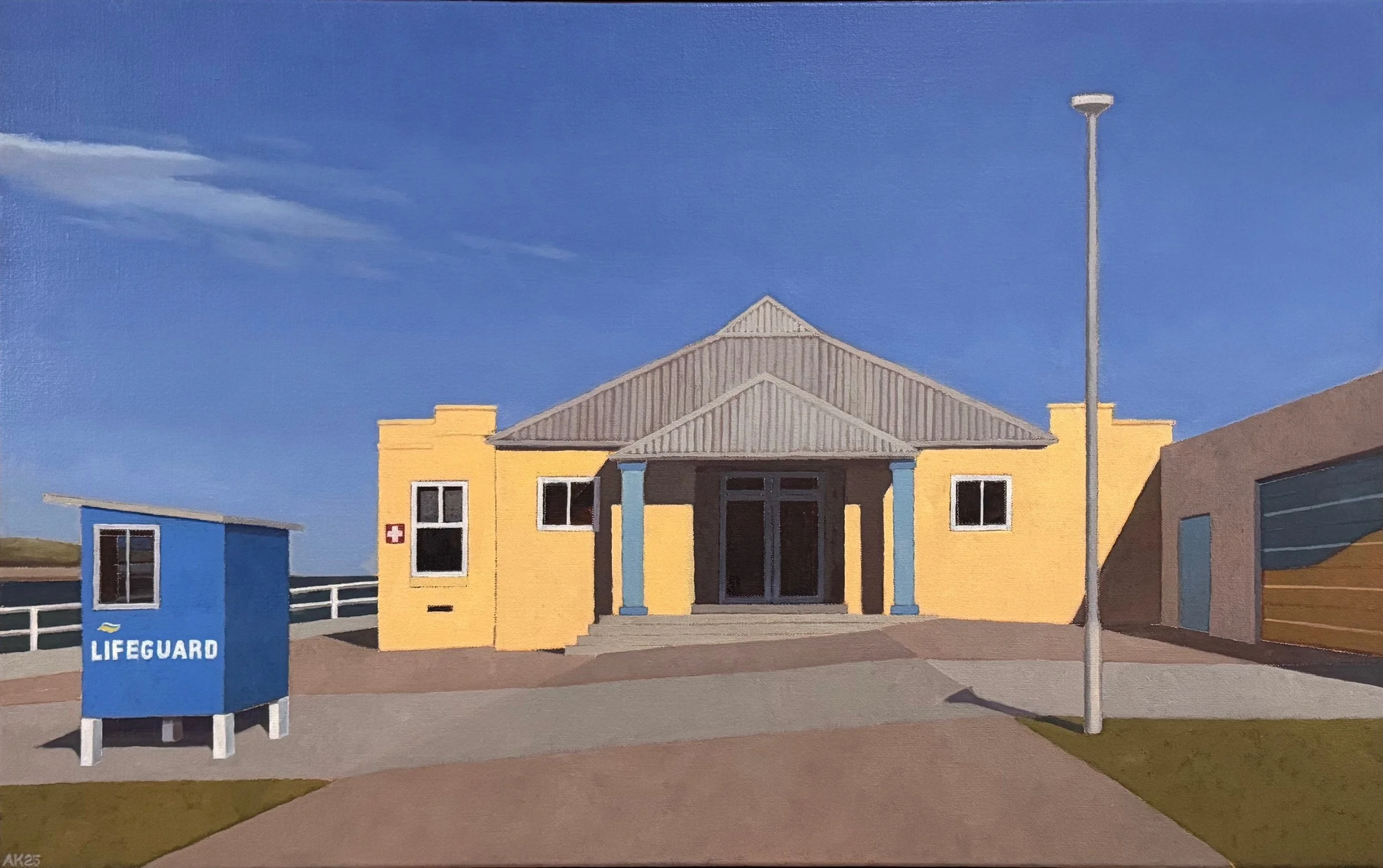 Clovelly Surf Club 2025, oil on linen, 51 x 81cm
