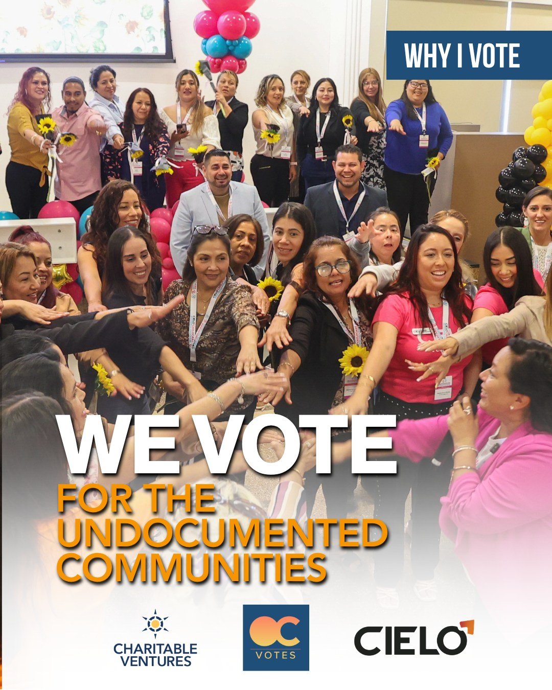 Not everyone who keeps Orange County running can cast a ballot. Undocumented neighbors cook our food, care for our kids and elders, build our homes, and start businesses that create jobs for all of us. When those of us who can vote show up, we carry 