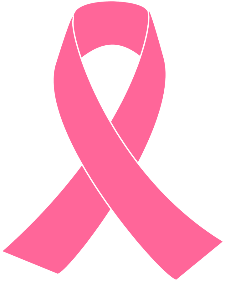 Pink breast cancer awareness ribbon.