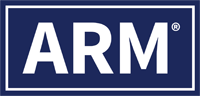 ARM logo on a blue background
